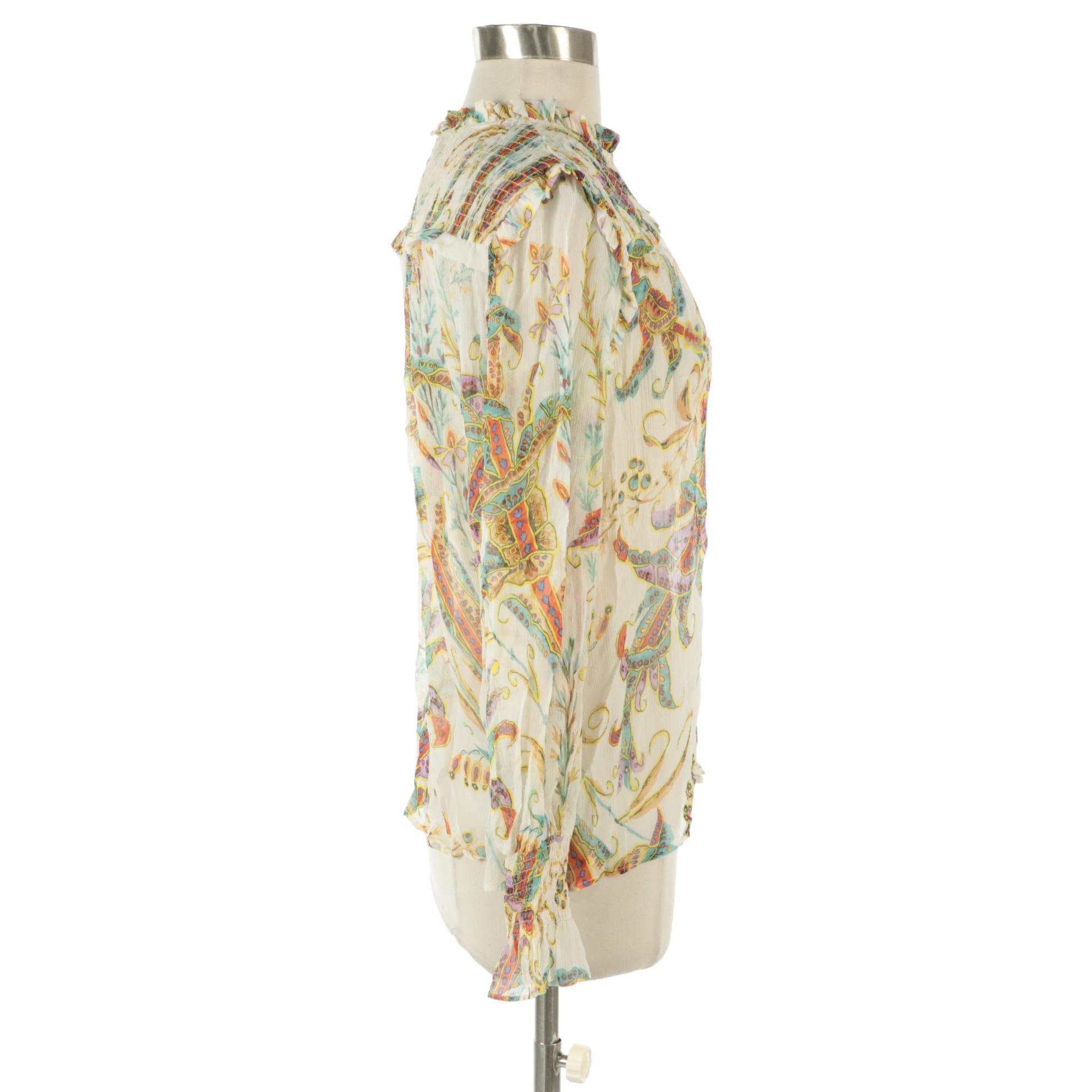 Philosophy Di Lorenzo Long Sleeve Blouse in Printed Silk