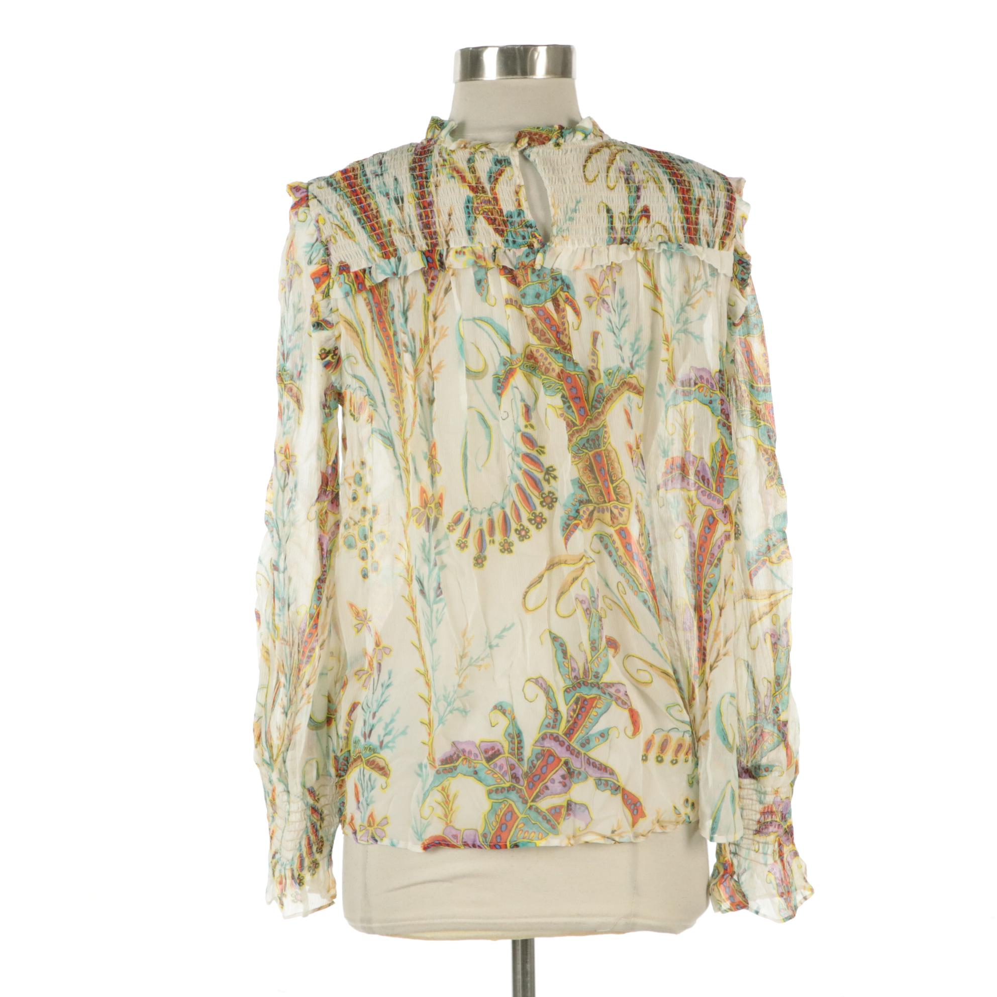 Philosophy Di Lorenzo Long Sleeve Blouse in Printed Silk