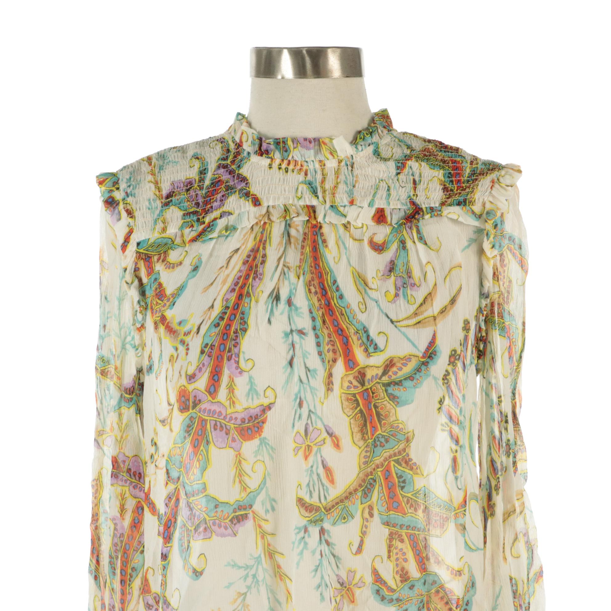 Philosophy Di Lorenzo Long Sleeve Blouse in Printed Silk