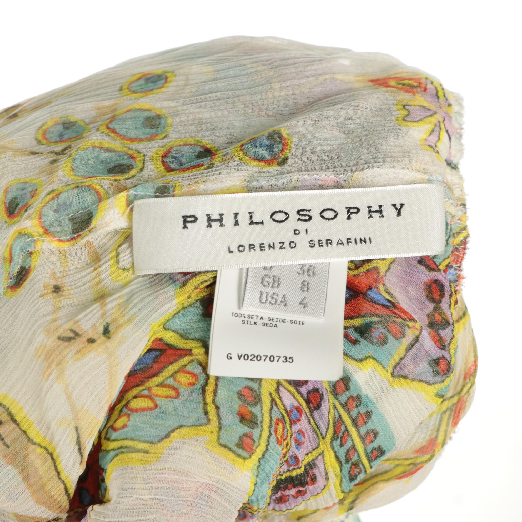 Philosophy Di Lorenzo Long Sleeve Blouse in Printed Silk