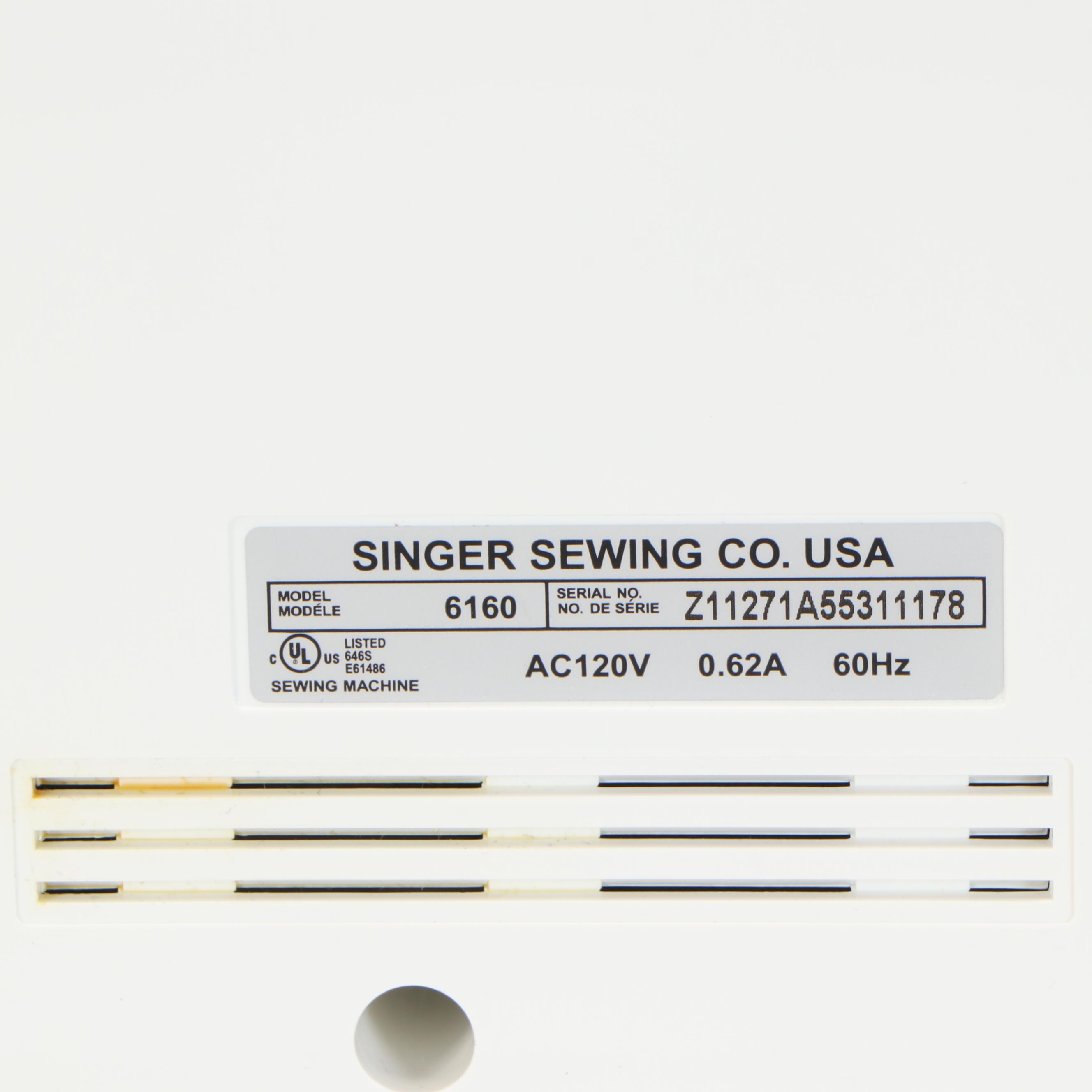 Singer Model 6160 Digital Electric Sewing Machine, Travel Case and Accessories