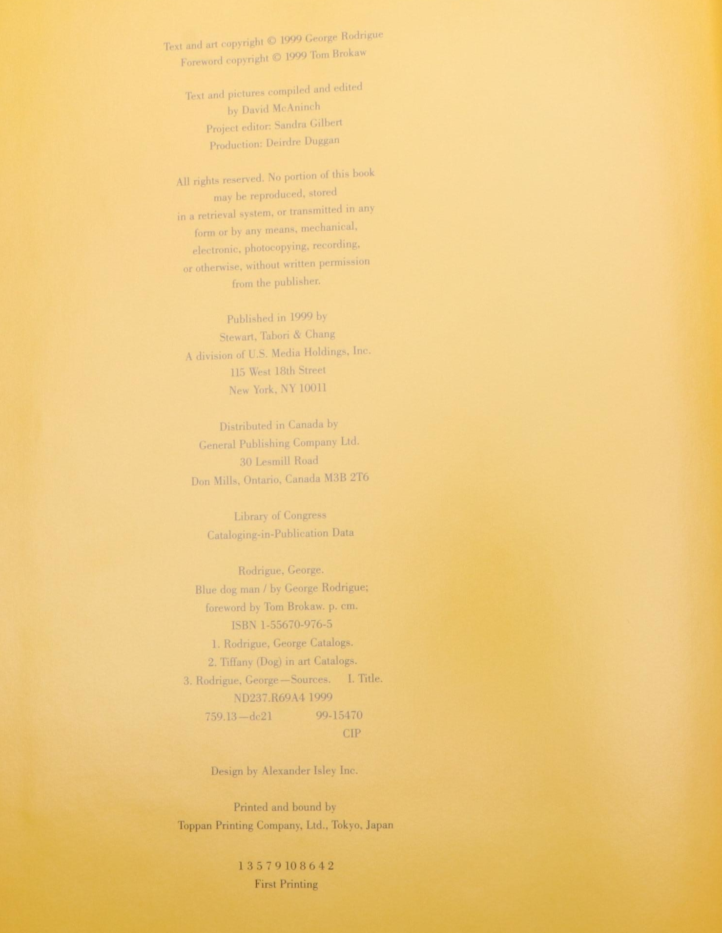 First Edition, First Printing "Blue Dog Man" by George Rodrigue, 1999