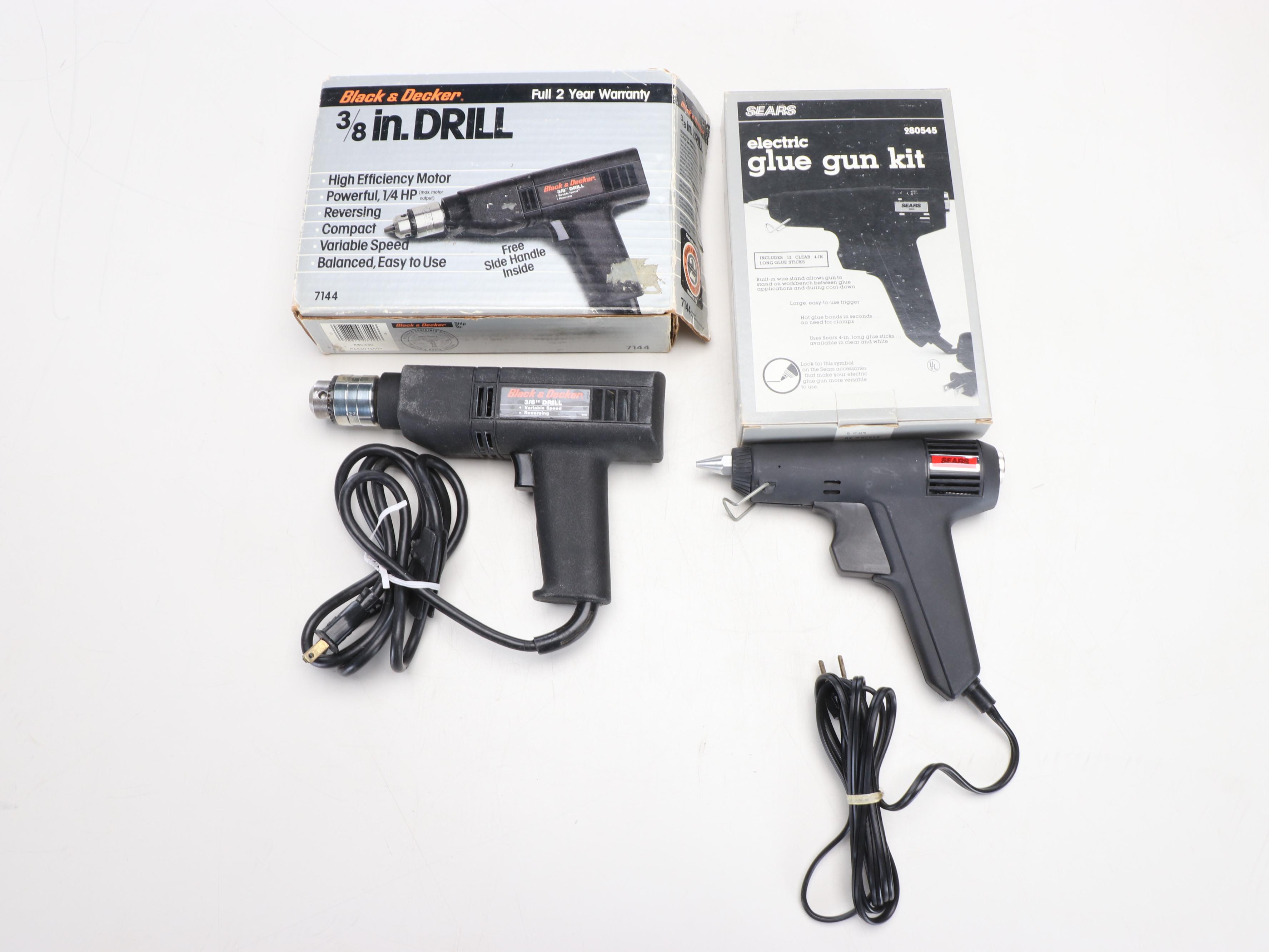 Black & Decker Drill, Sears Glue Gun with Ladder, Cordless Power Wrench and More