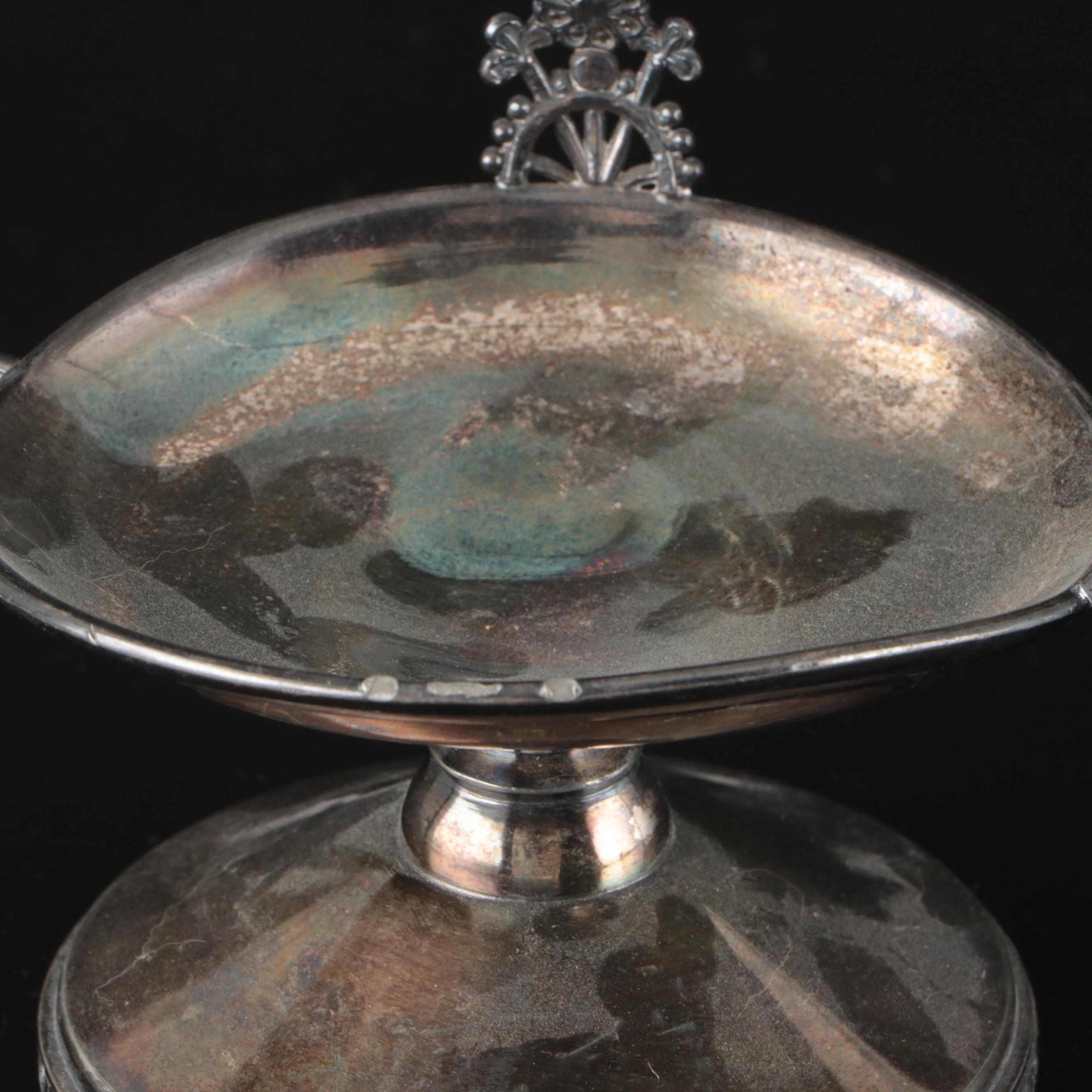 Victorian Silver Plate and Glass Pickle Castors with Condiment Set and Caddies