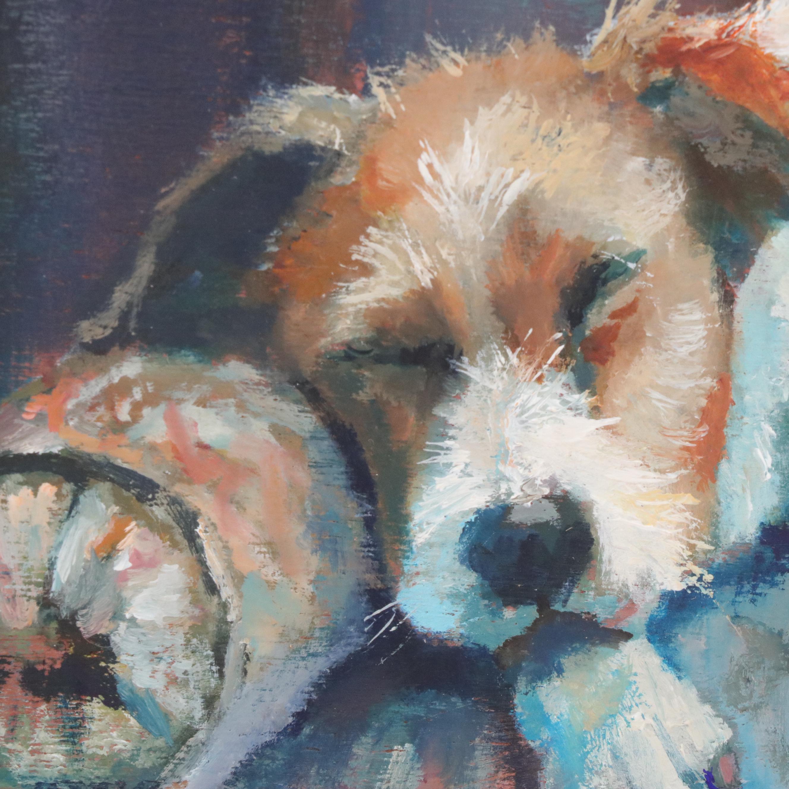 William Jamison Oil Painting of Sleeping Jack Russell Terrier, Circa 2025