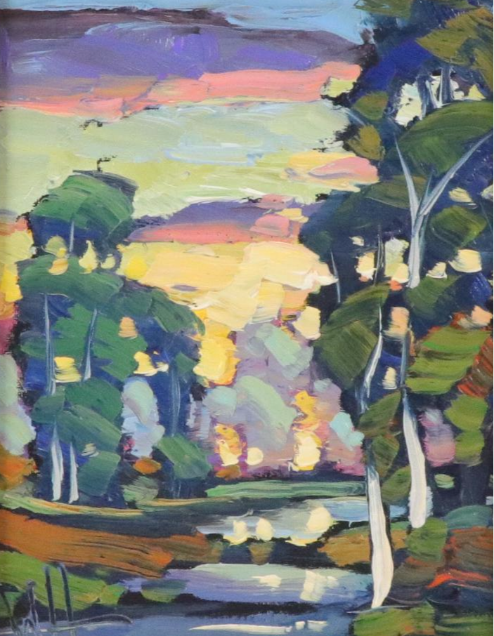 William Hawkins Sunset Landscape Oil Painting, Circa 2025