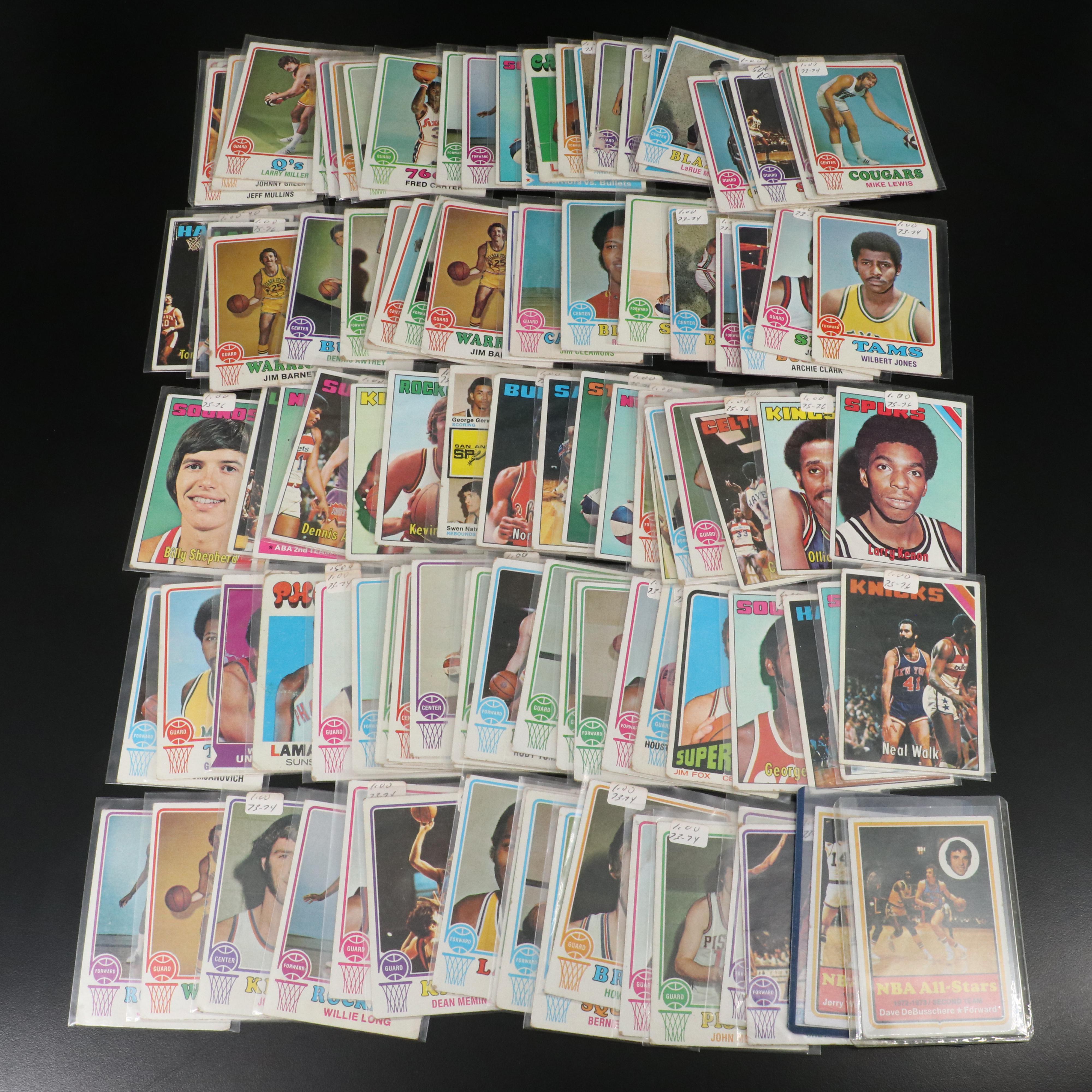 Topps Basketball Cards Featuring Jerry West, Dave DeBusschere, and More, 1970s