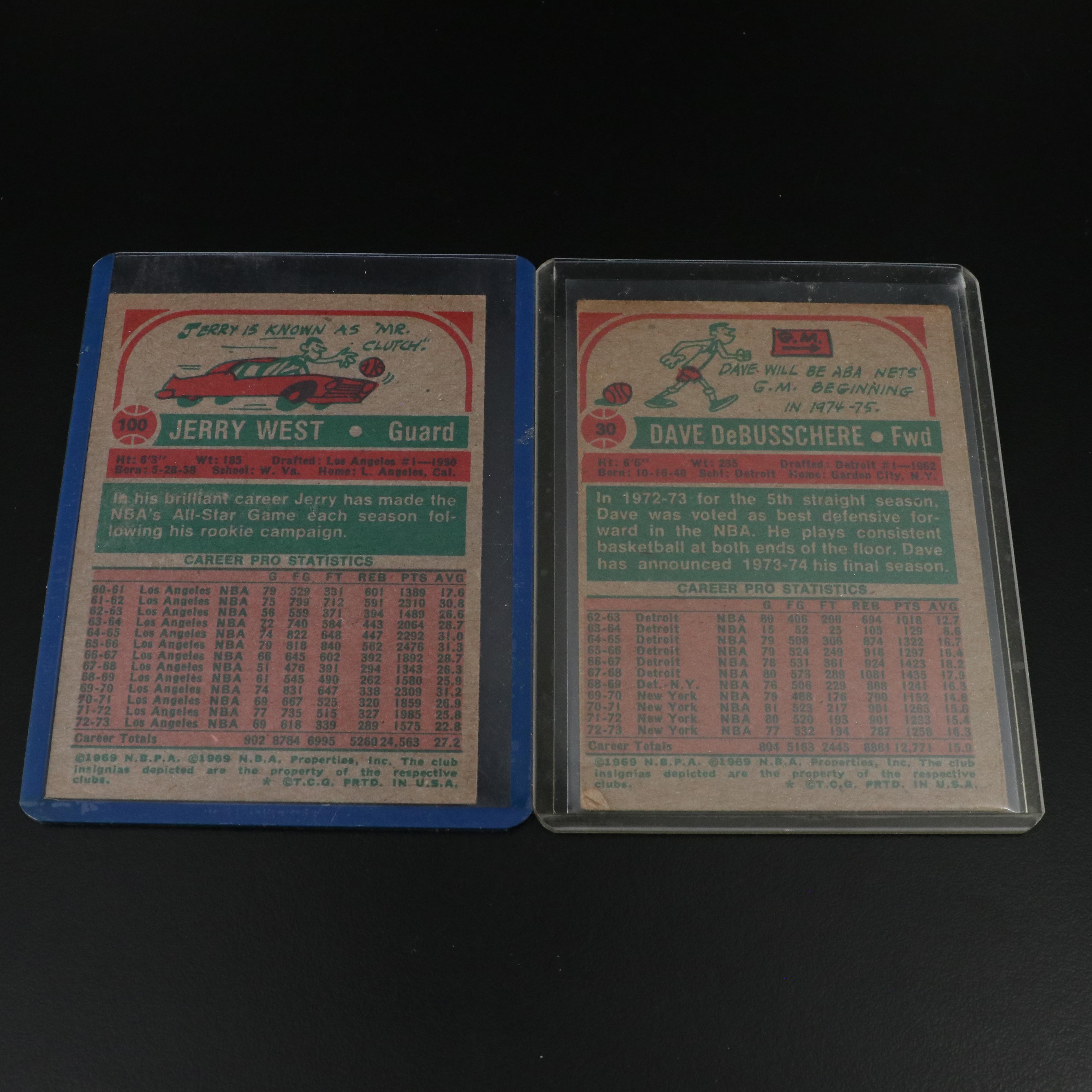 Topps Basketball Cards Featuring Jerry West, Dave DeBusschere, and More, 1970s