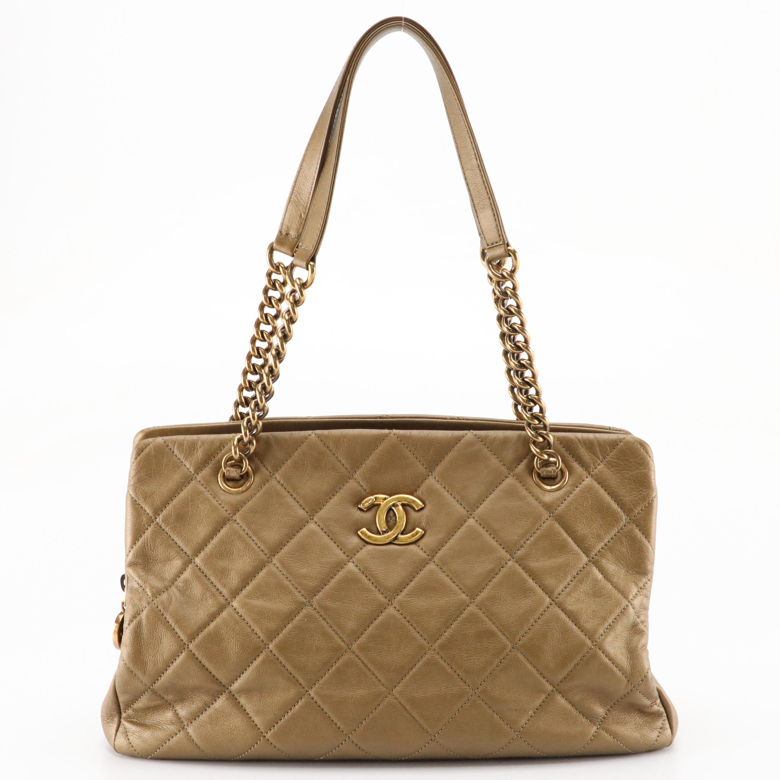 Chanel CC Crown Tote in Quilted Matte Metallic Leather