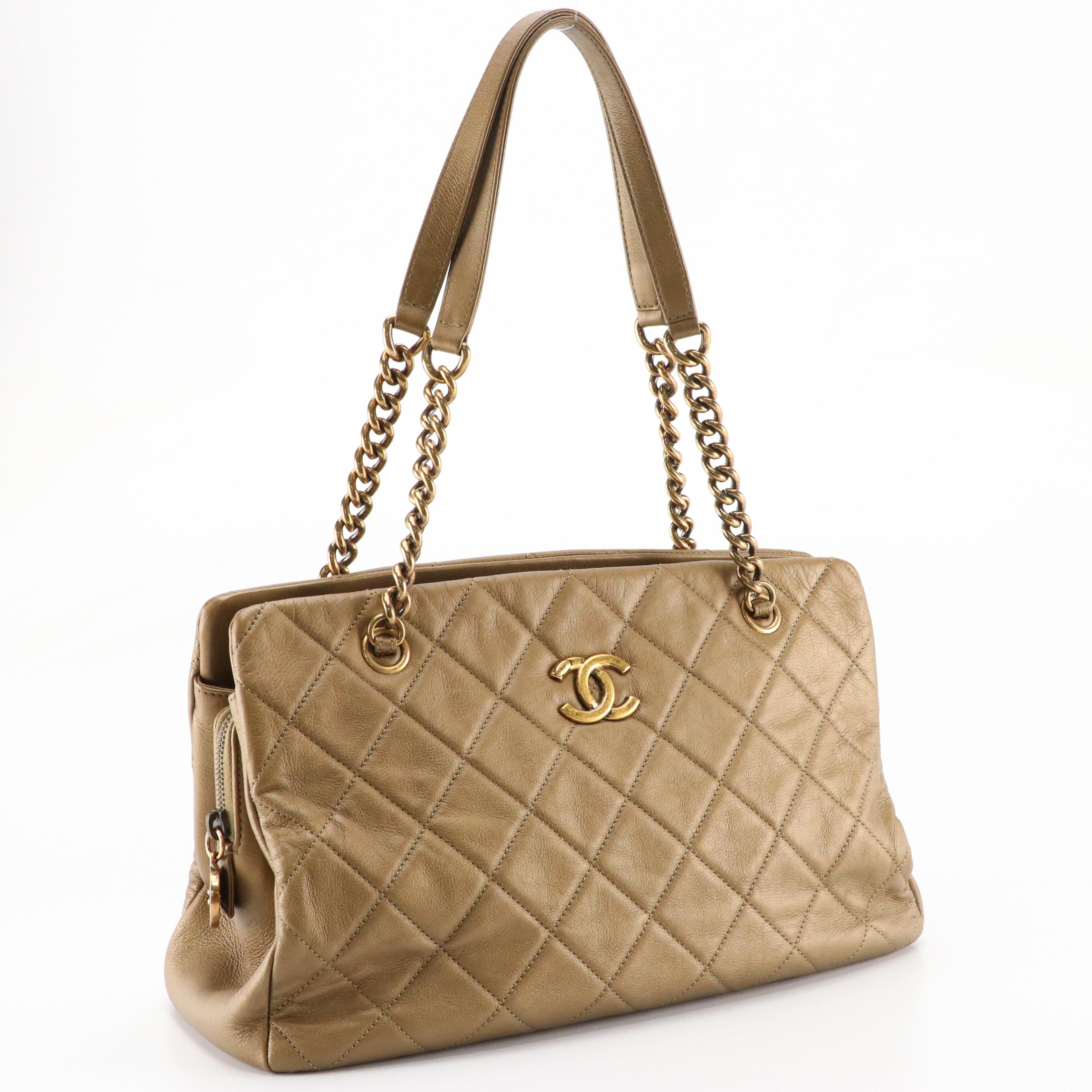 Chanel CC Crown Tote in Quilted Matte Metallic Leather