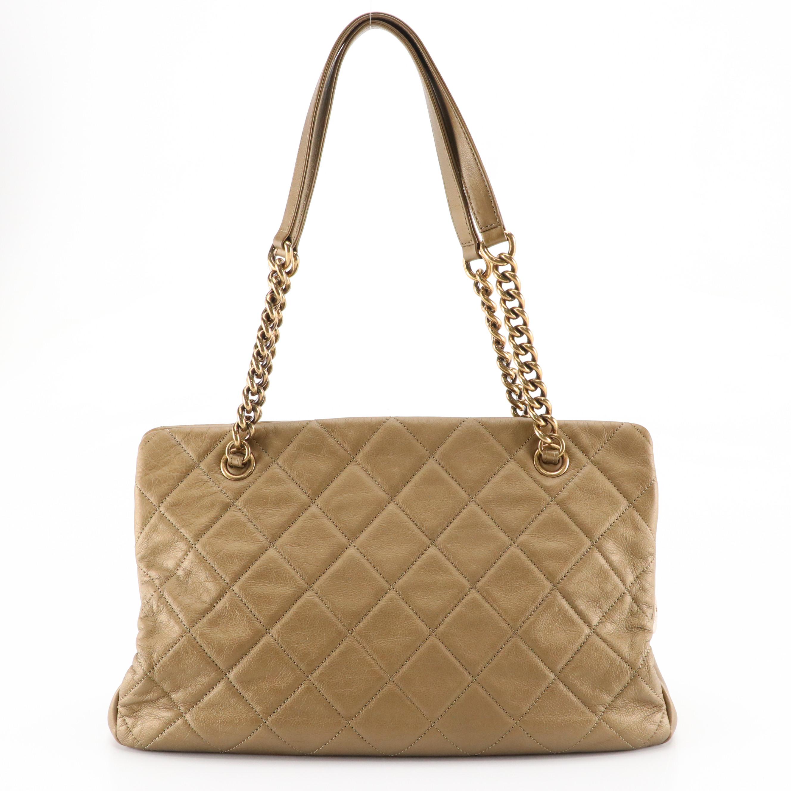 Chanel CC Crown Tote in Quilted Matte Metallic Leather