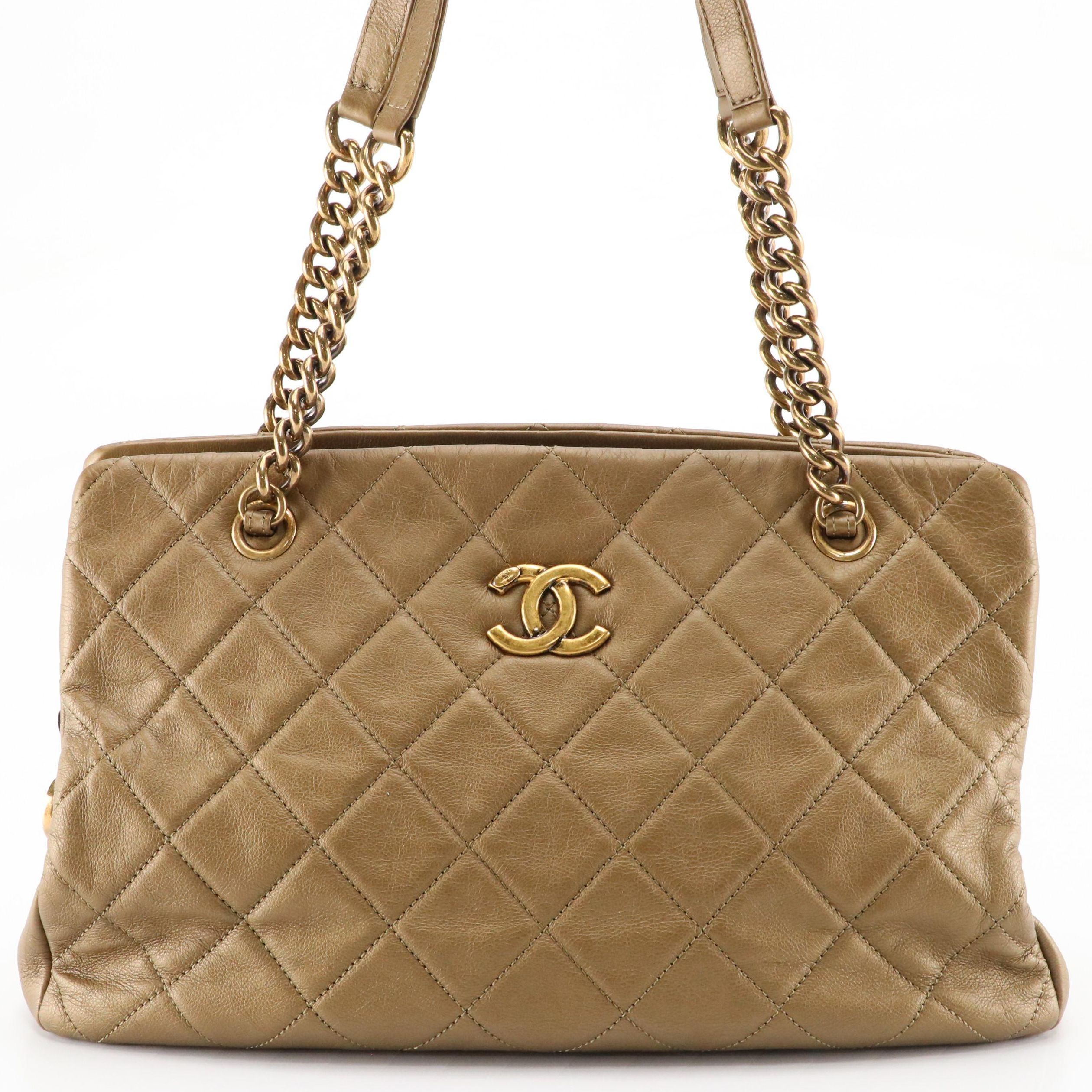 Chanel CC Crown Tote in Quilted Matte Metallic Leather