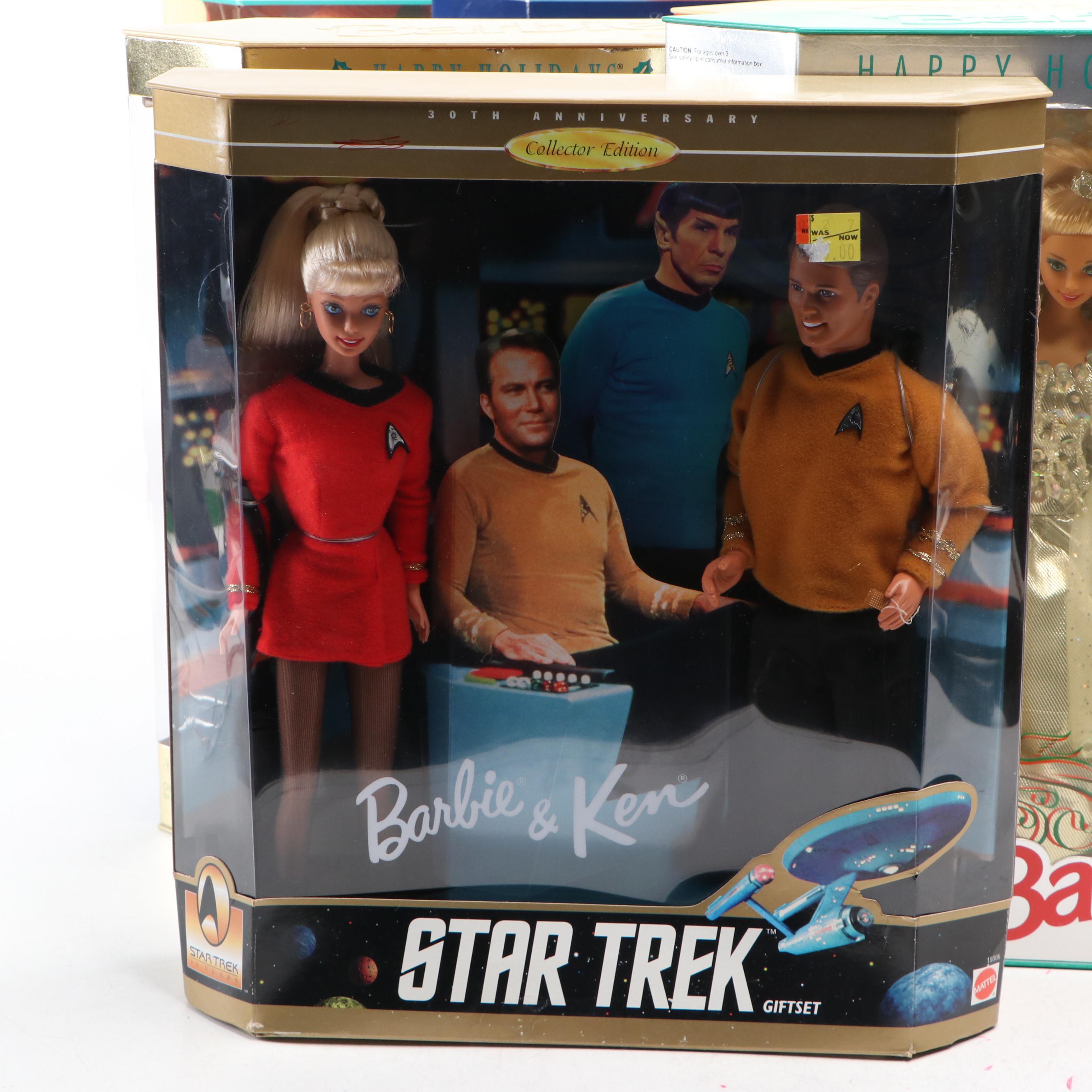 Mattel Barbie Happy Holidays and Star Trek Dolls, 1991