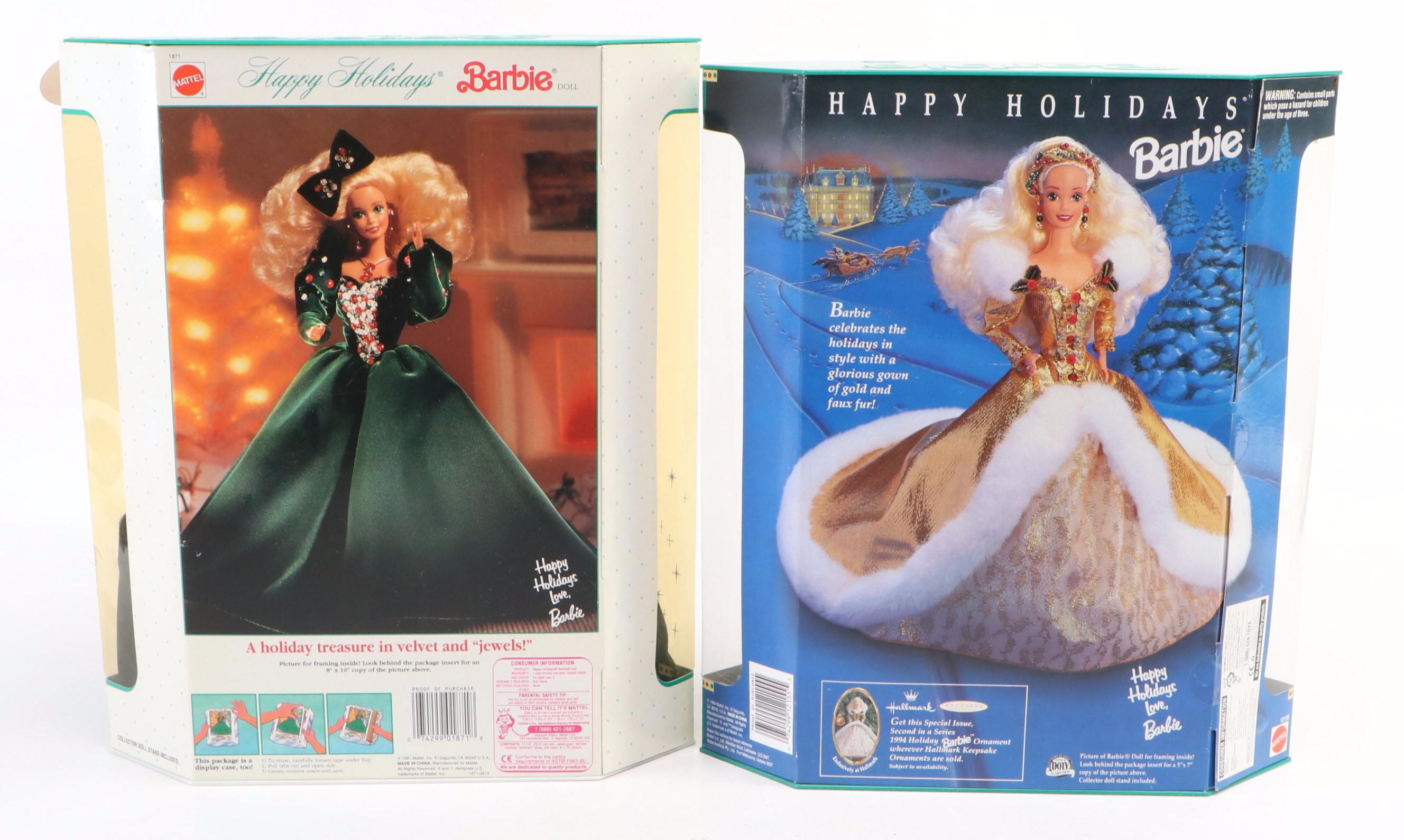Mattel Barbie Happy Holidays and Star Trek Dolls, 1991