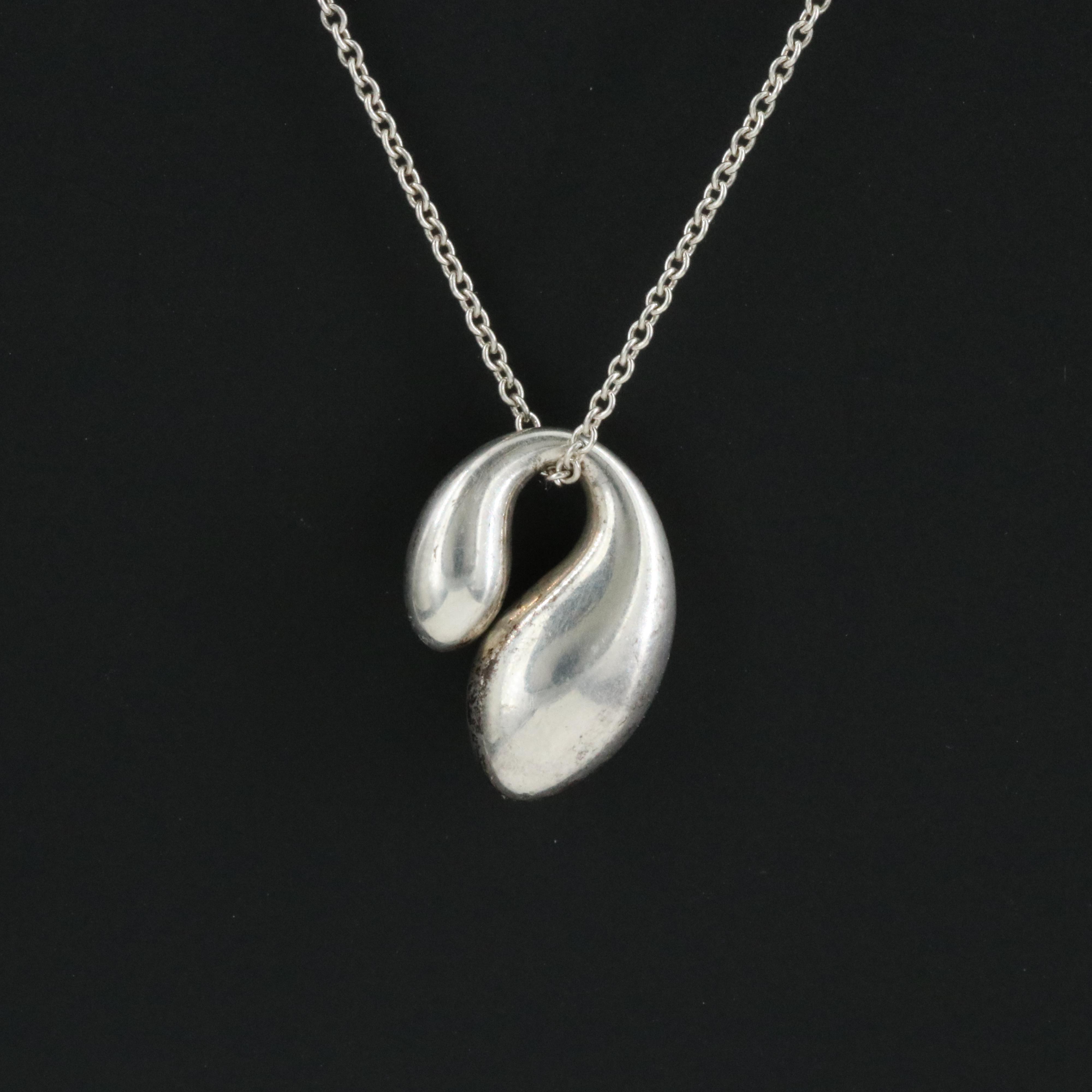 Elsa Peretti for Tiffany & Co. Sterling Double Teardrop Pendant Necklace