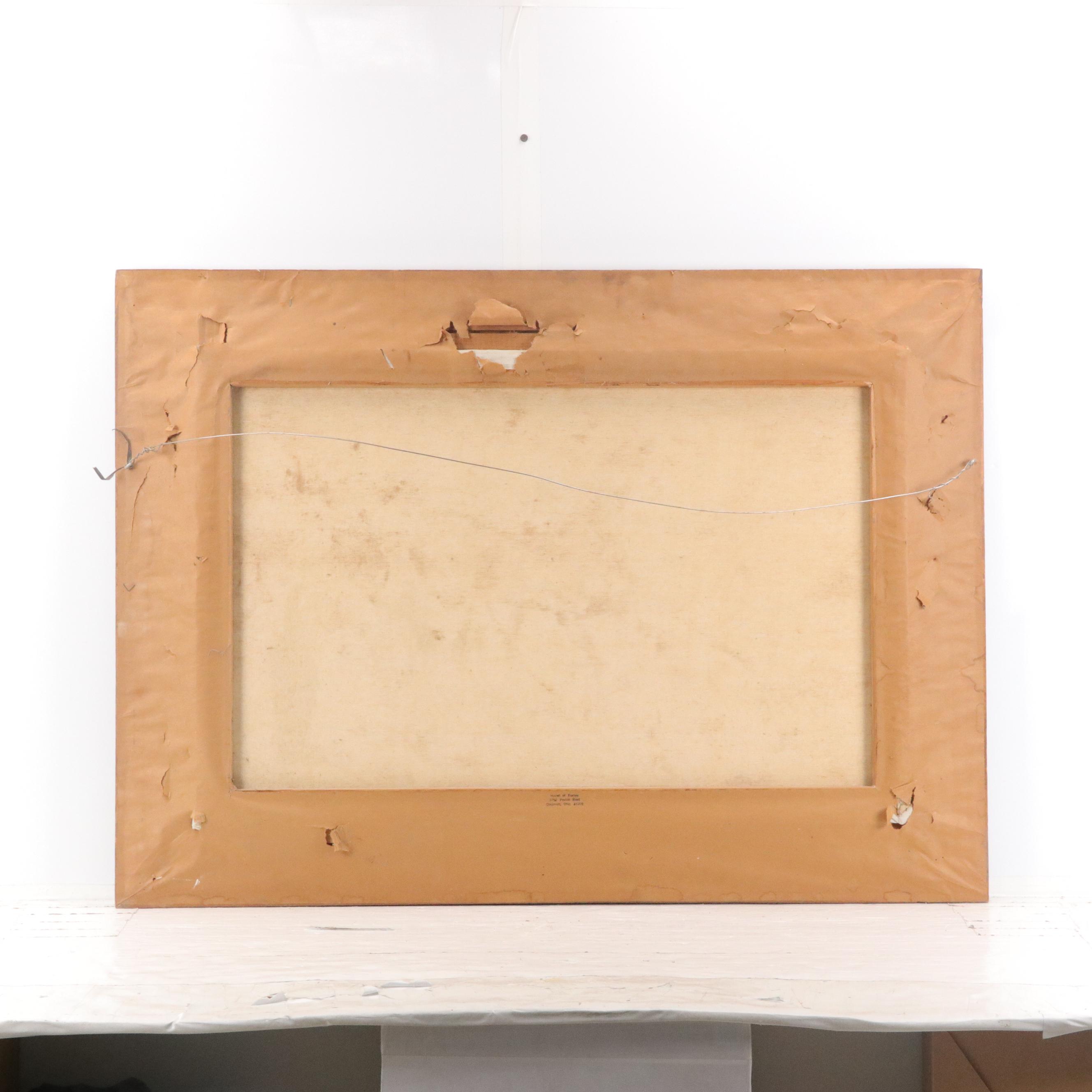 Youngerman Thoroughbred Horse Racing Scene Oil Painting, Mid-20th Century