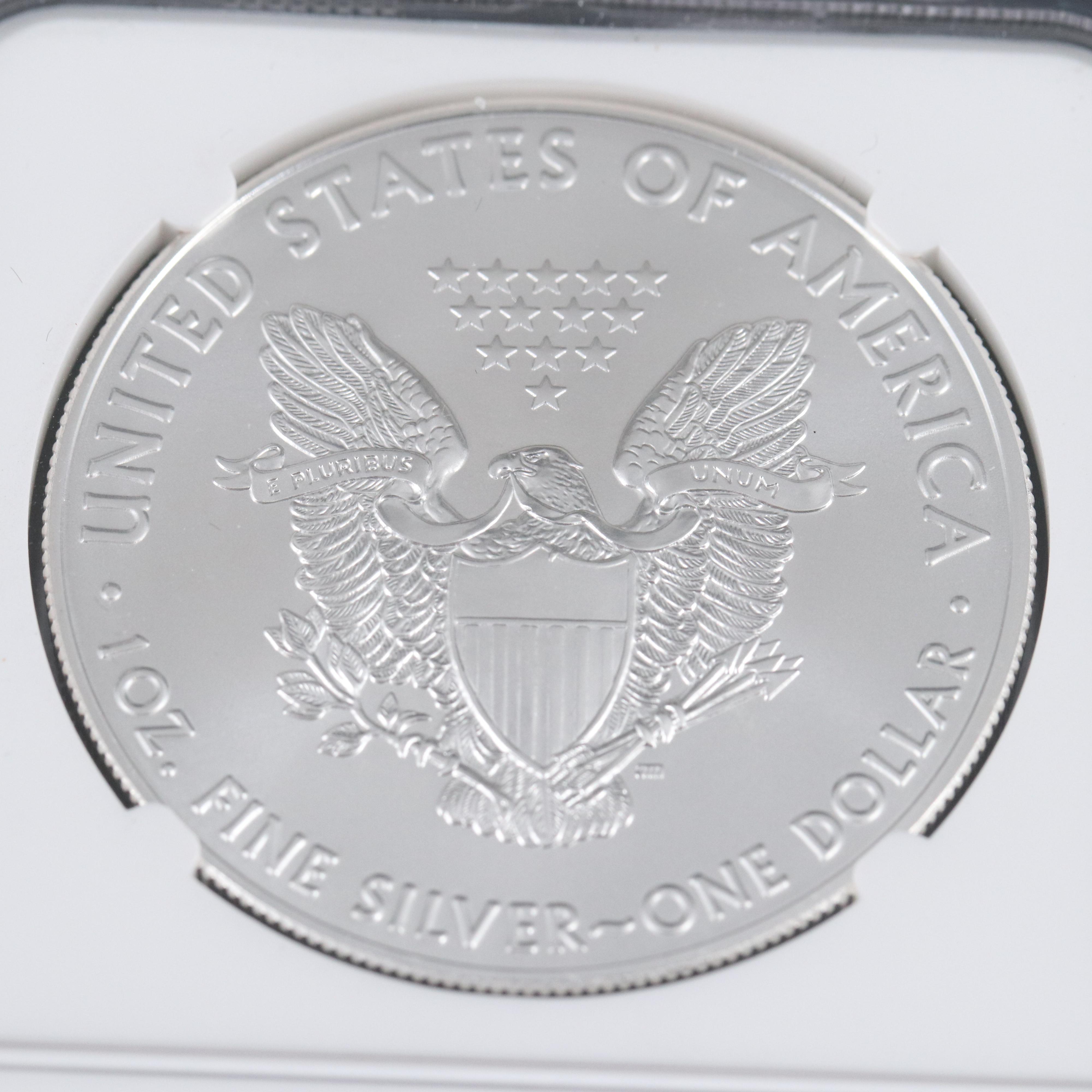 NGC MS70 2018 $1 U.S. Silver Eagle Castle Signed