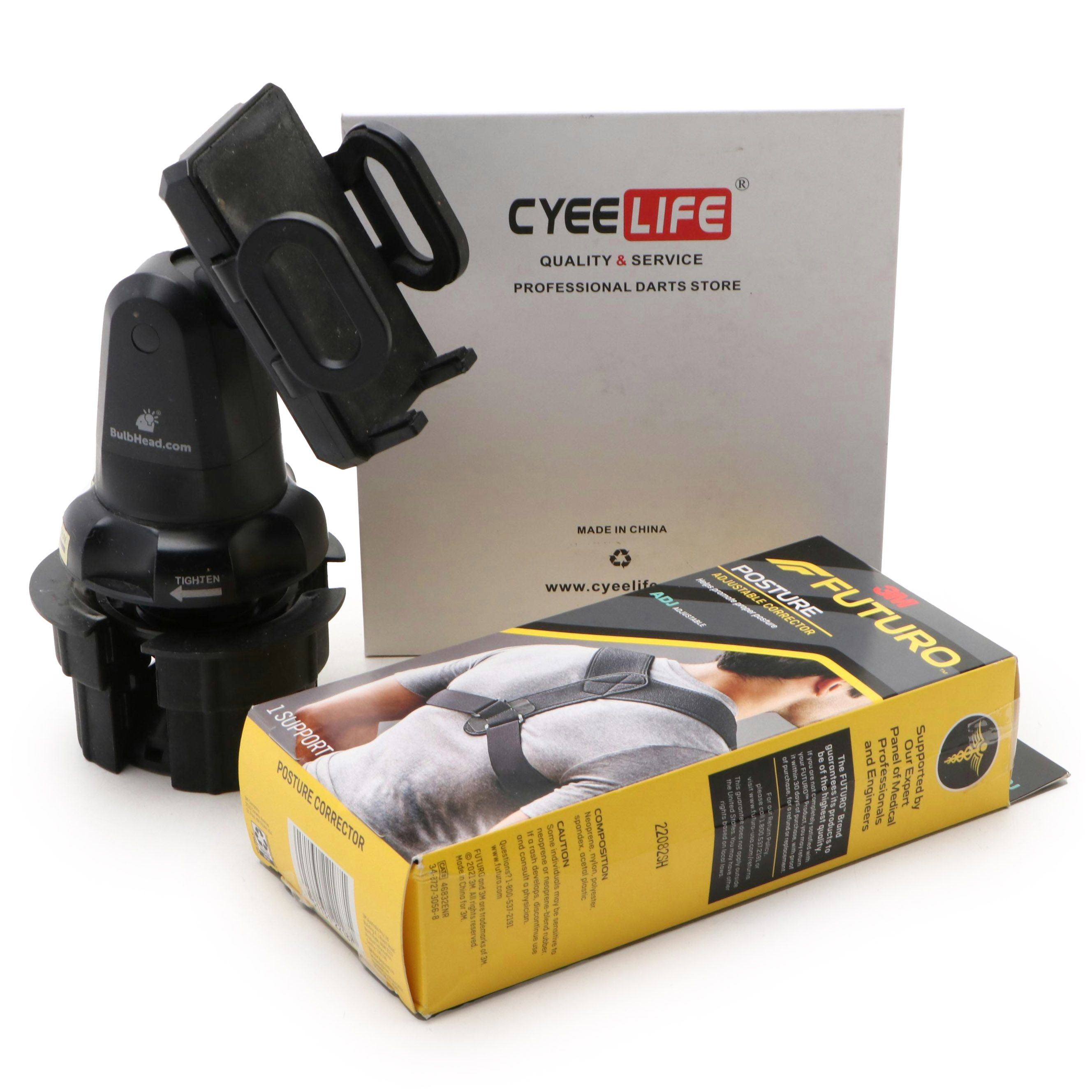 Cyee Life Darts with 3M Futuro Posture Corrector and Cup Holder Phone Mount