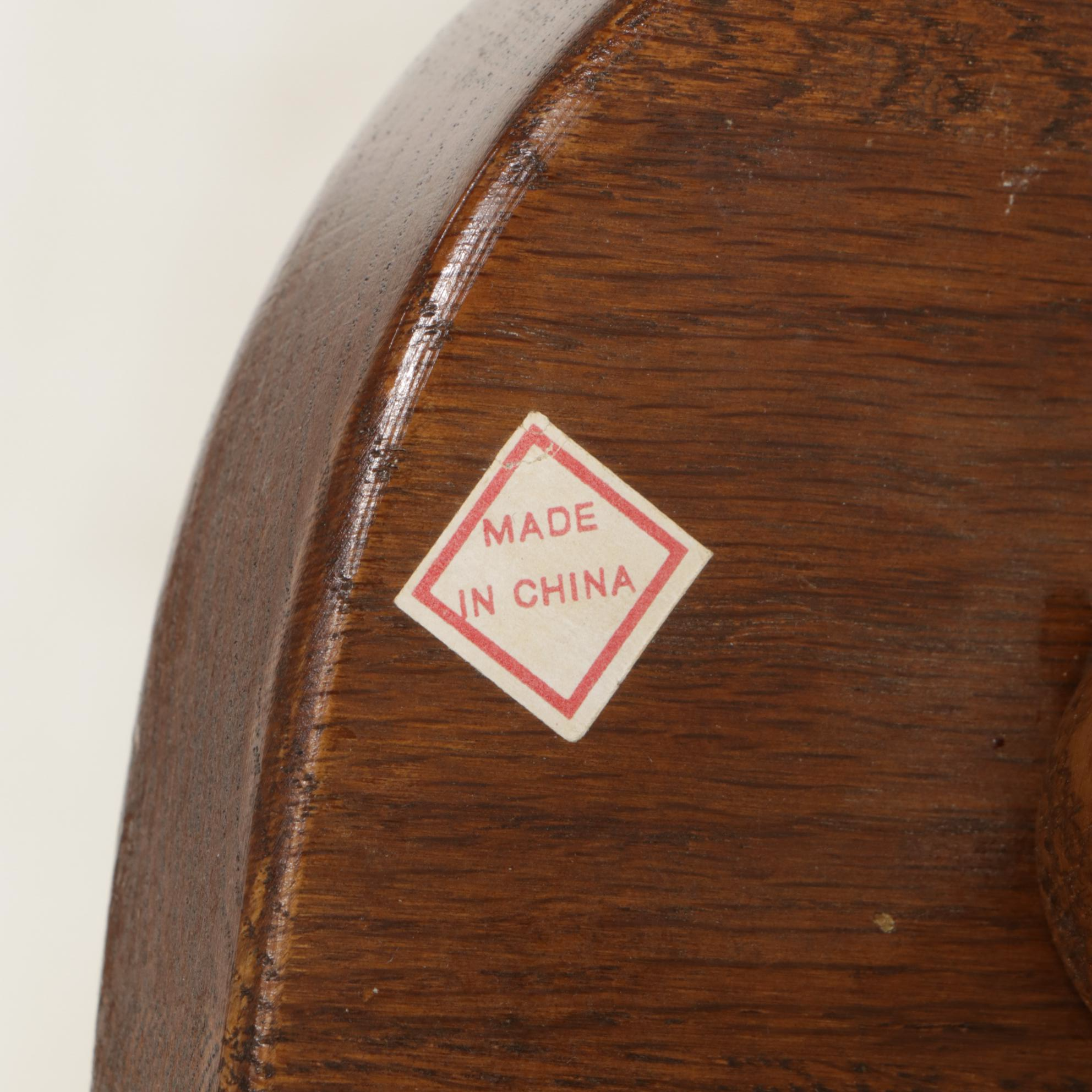 Oak Pedestal Dining Table and Four Chairs  with Pressed Designs