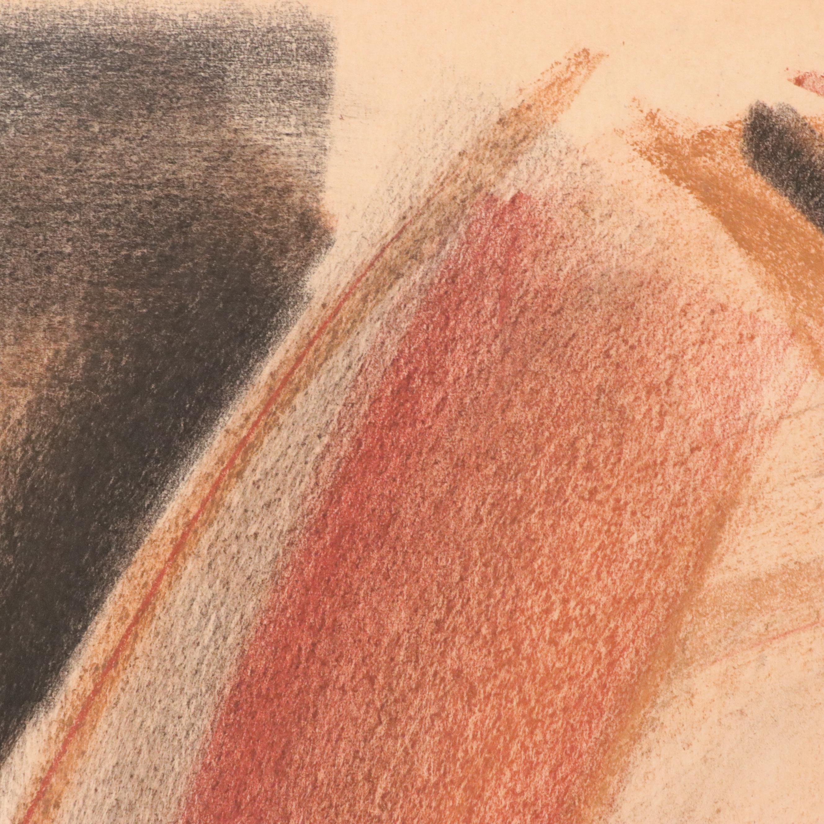 Jack Meanwell Portrait Pastel Drawing of Young Woman, Late 20th Century