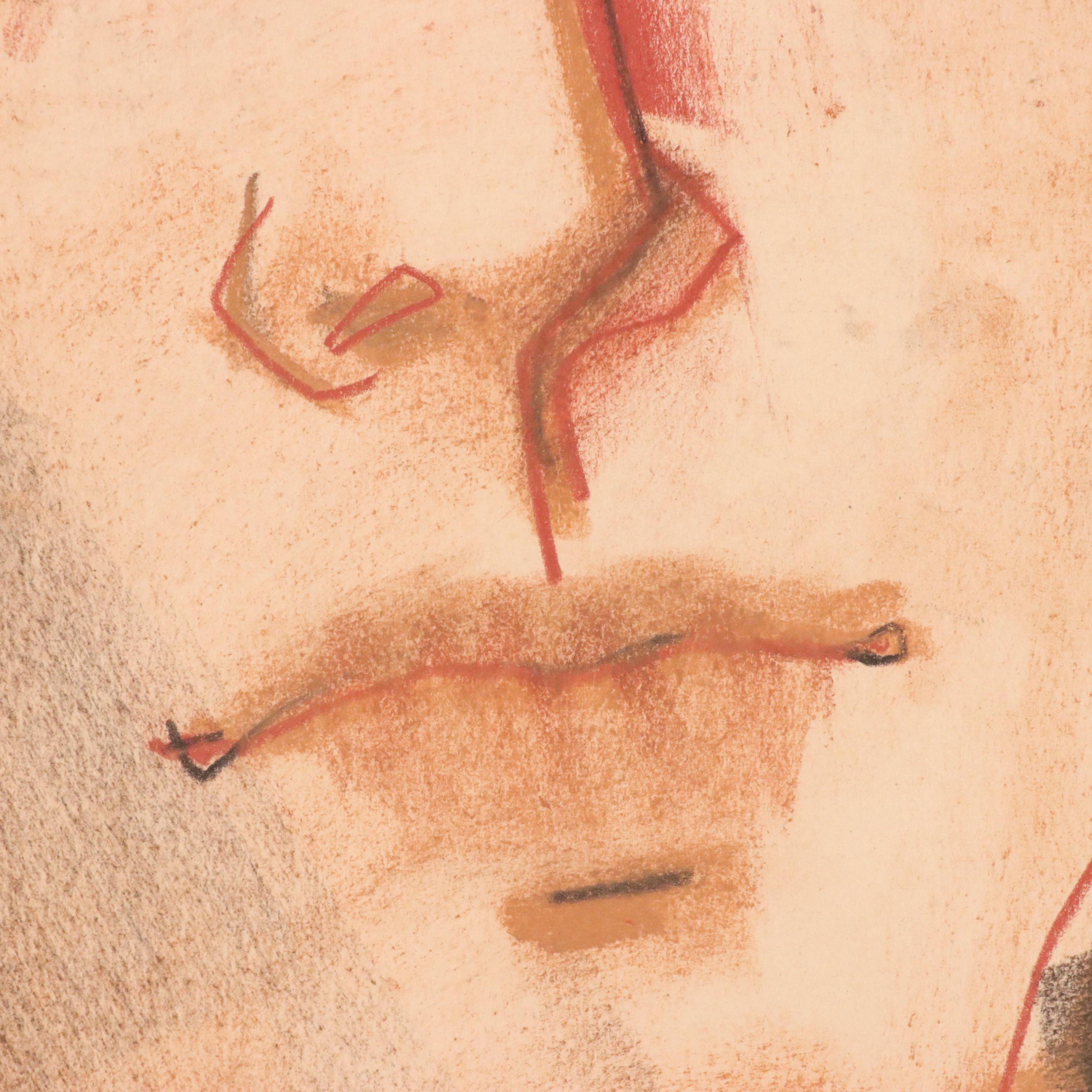 Jack Meanwell Portrait Pastel Drawing of Young Woman, Late 20th Century