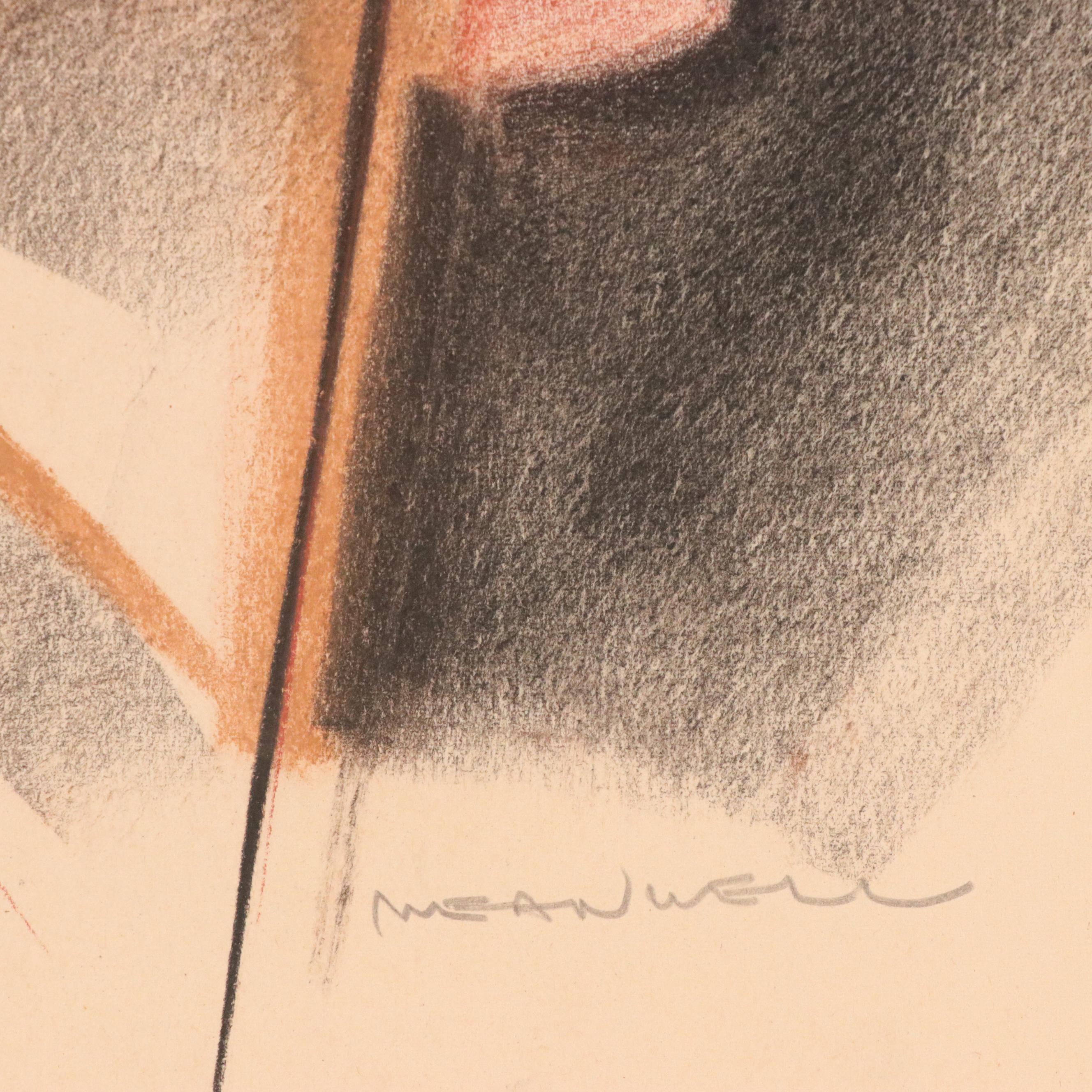 Jack Meanwell Portrait Pastel Drawing of Young Woman, Late 20th Century