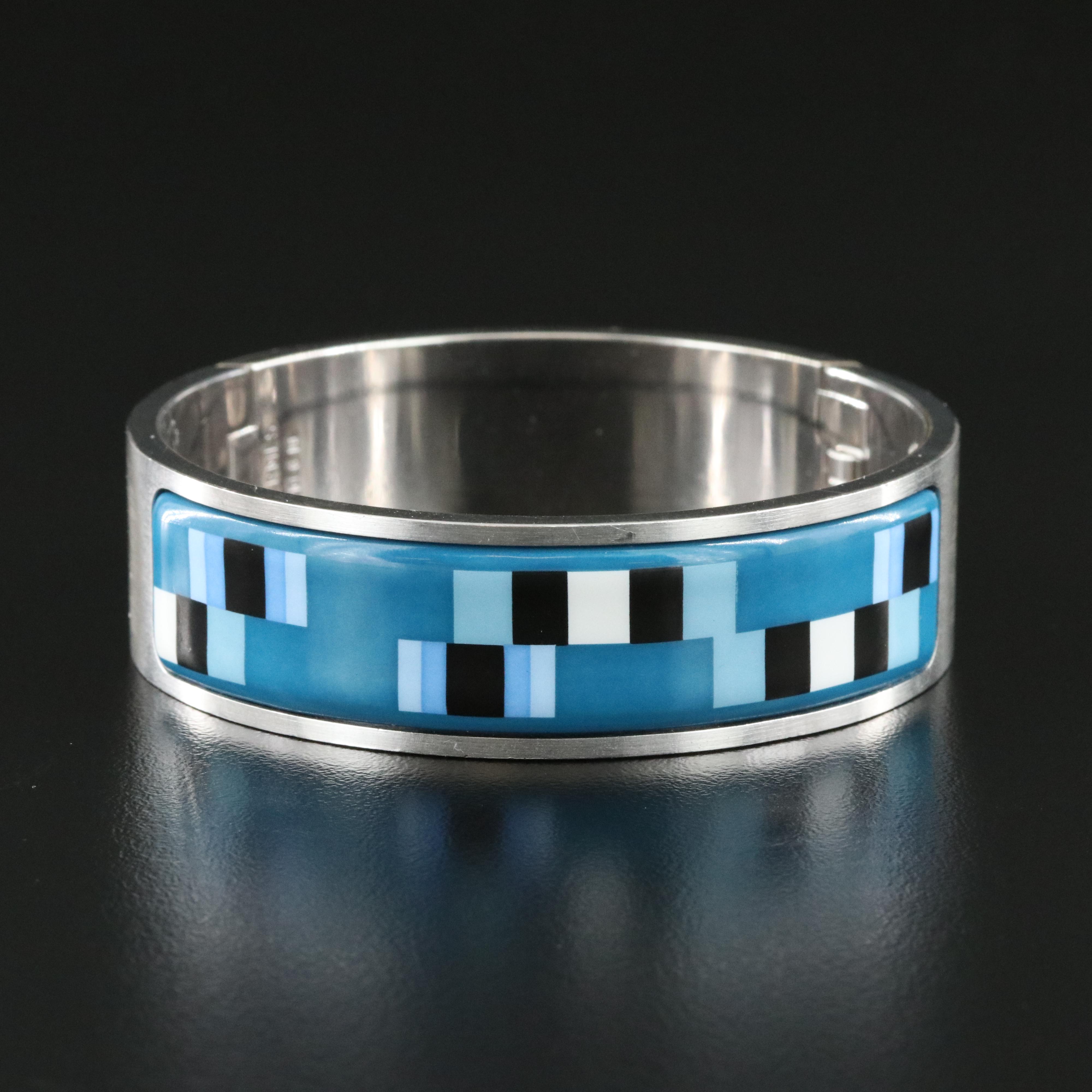 Hermès Enamel Inset Hinge Bracelet with Matte Finish