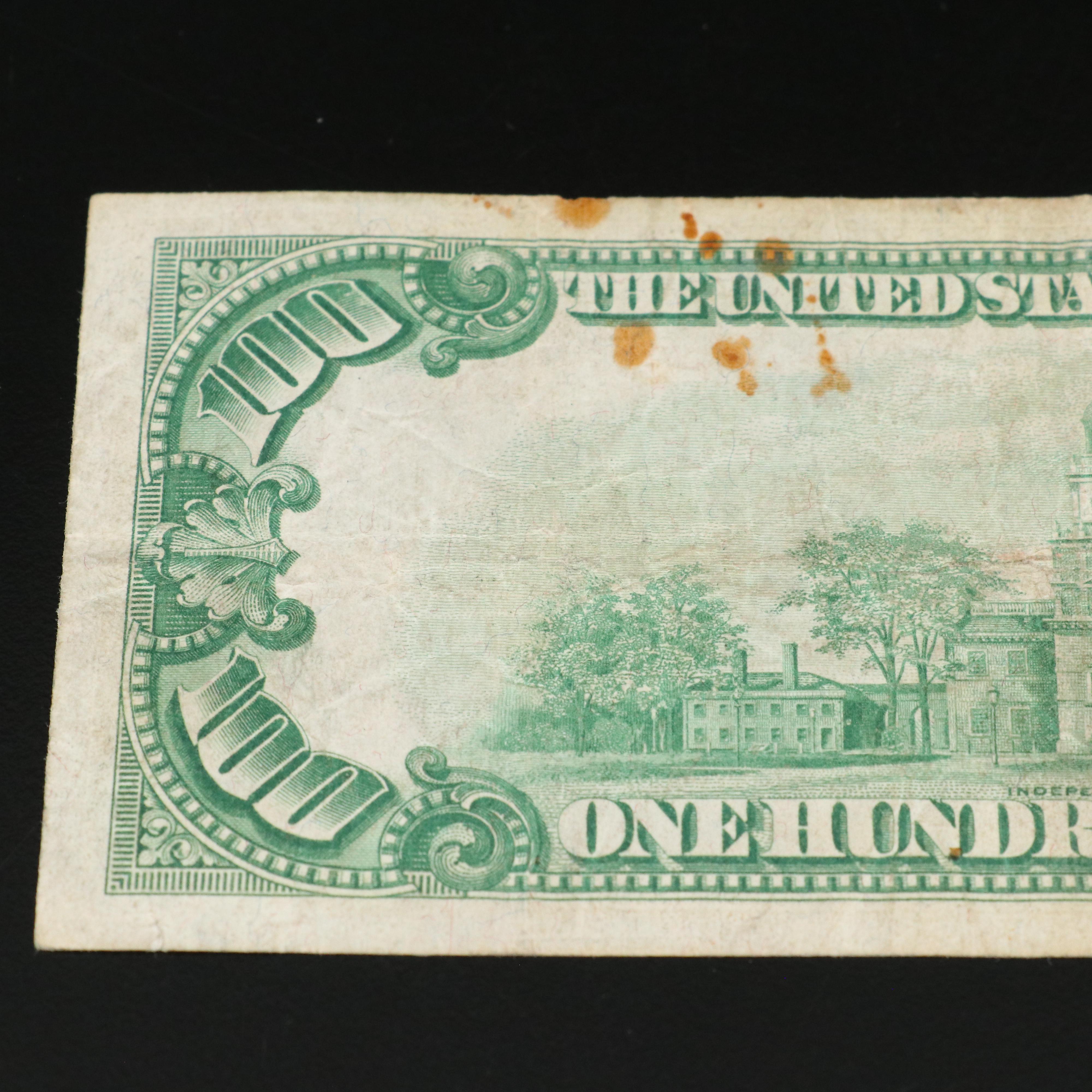 1928 One Hundred Dollar Federal Reserve Star Note With Low Serial Number