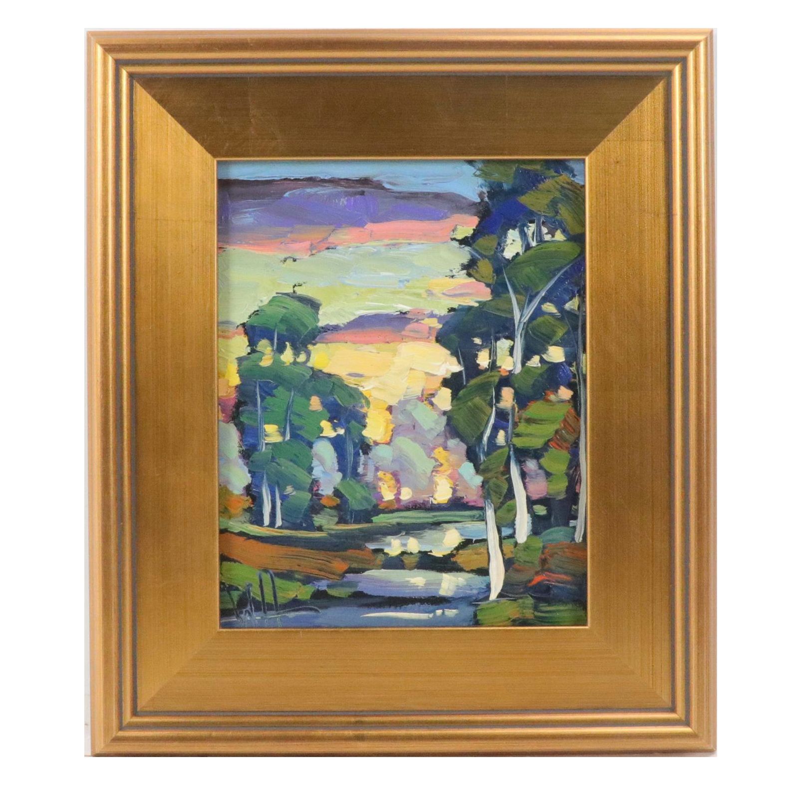 William Hawkins Sunset Landscape Oil Painting, Circa 2025