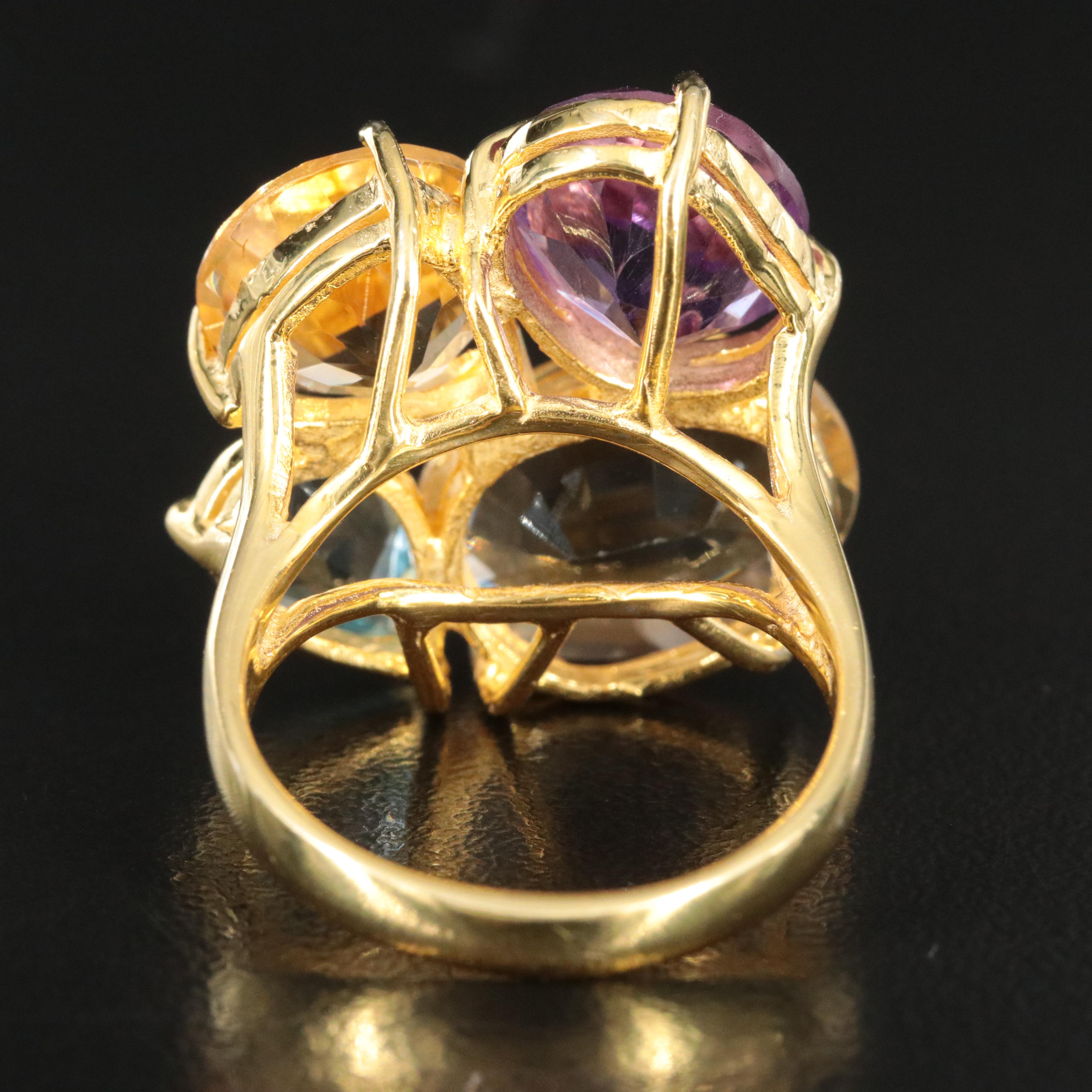 Gold-Tone Amethyst, Citrine and Topaz Ring