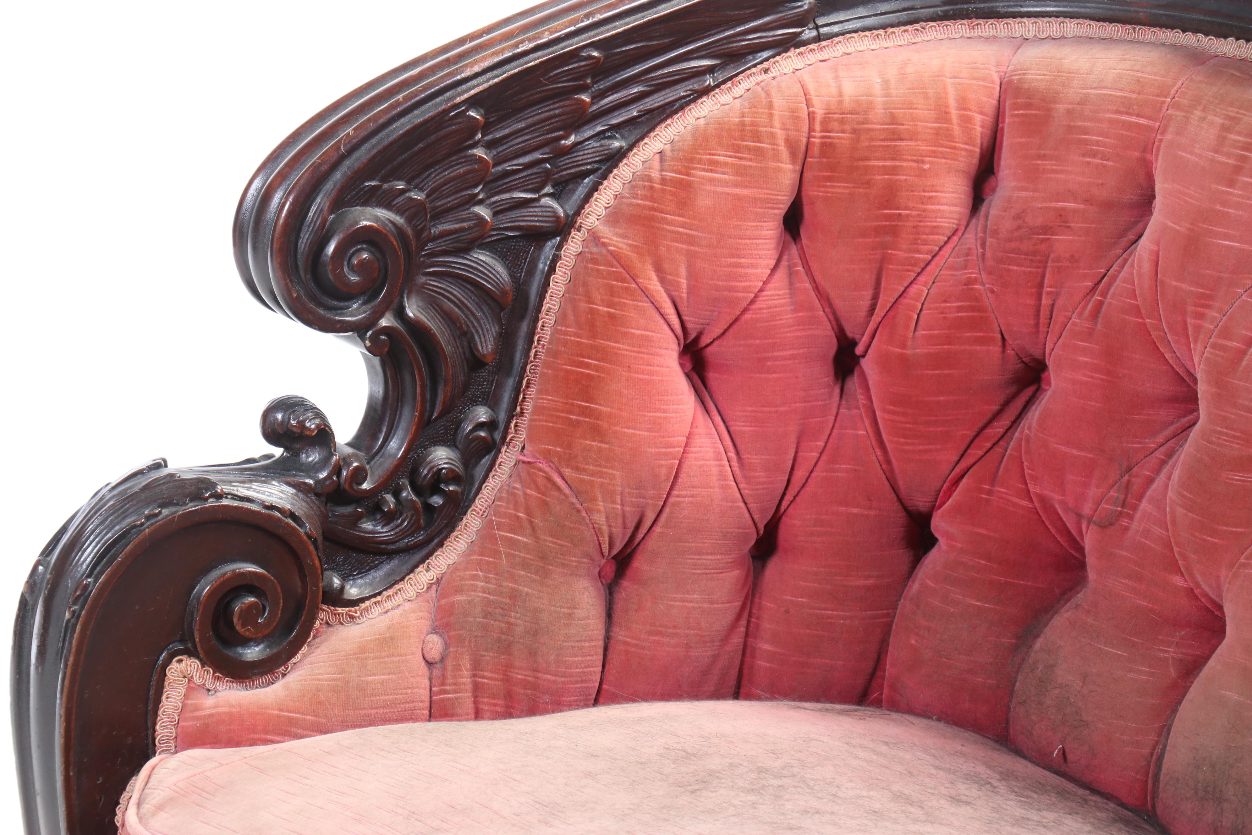 Karpen Empire Revival Carved Mahogany Sofa, Late 19th Century
