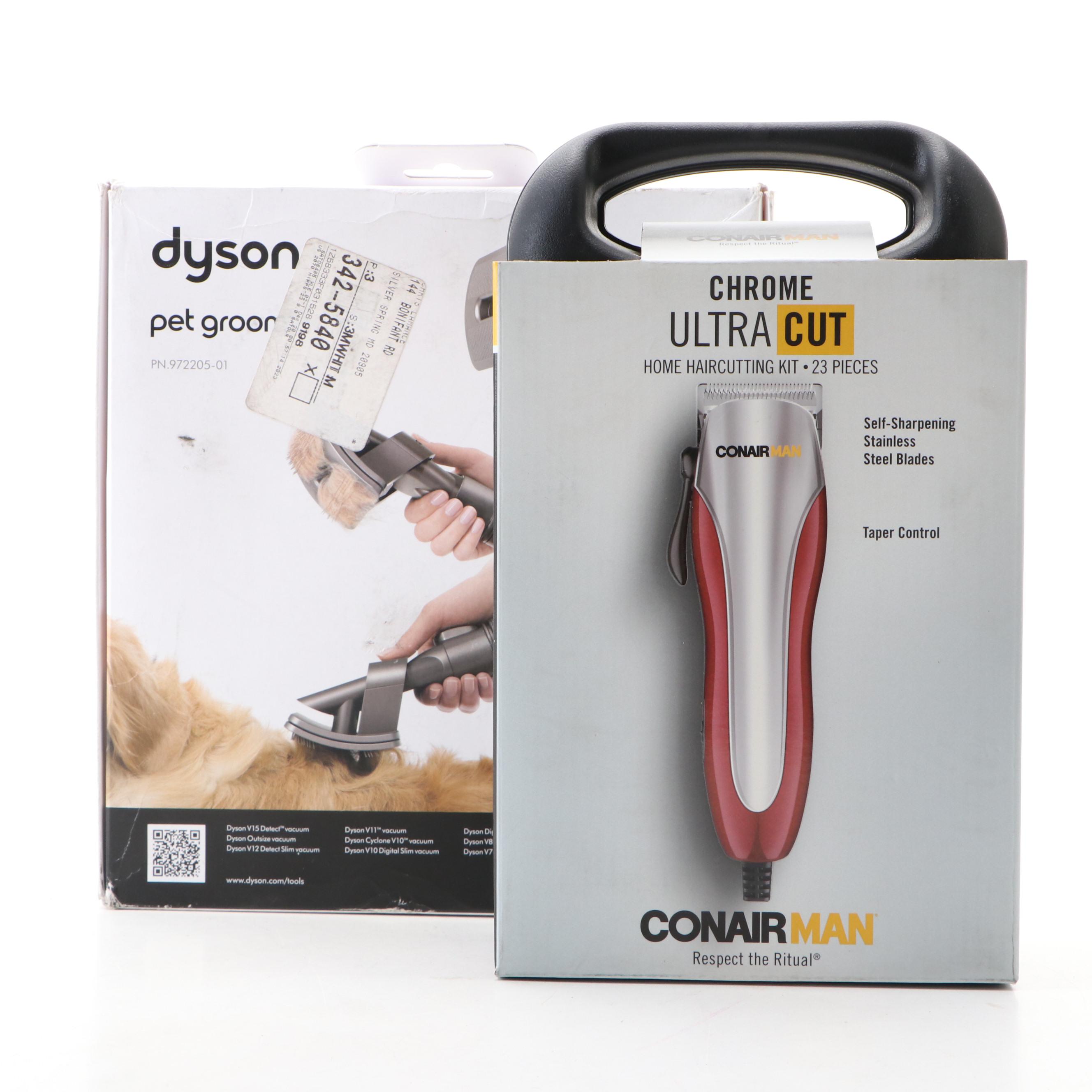 Conair Man Chrome Ultra Cut Home Haircutting Kit with Dyson Pet Grooming Kit