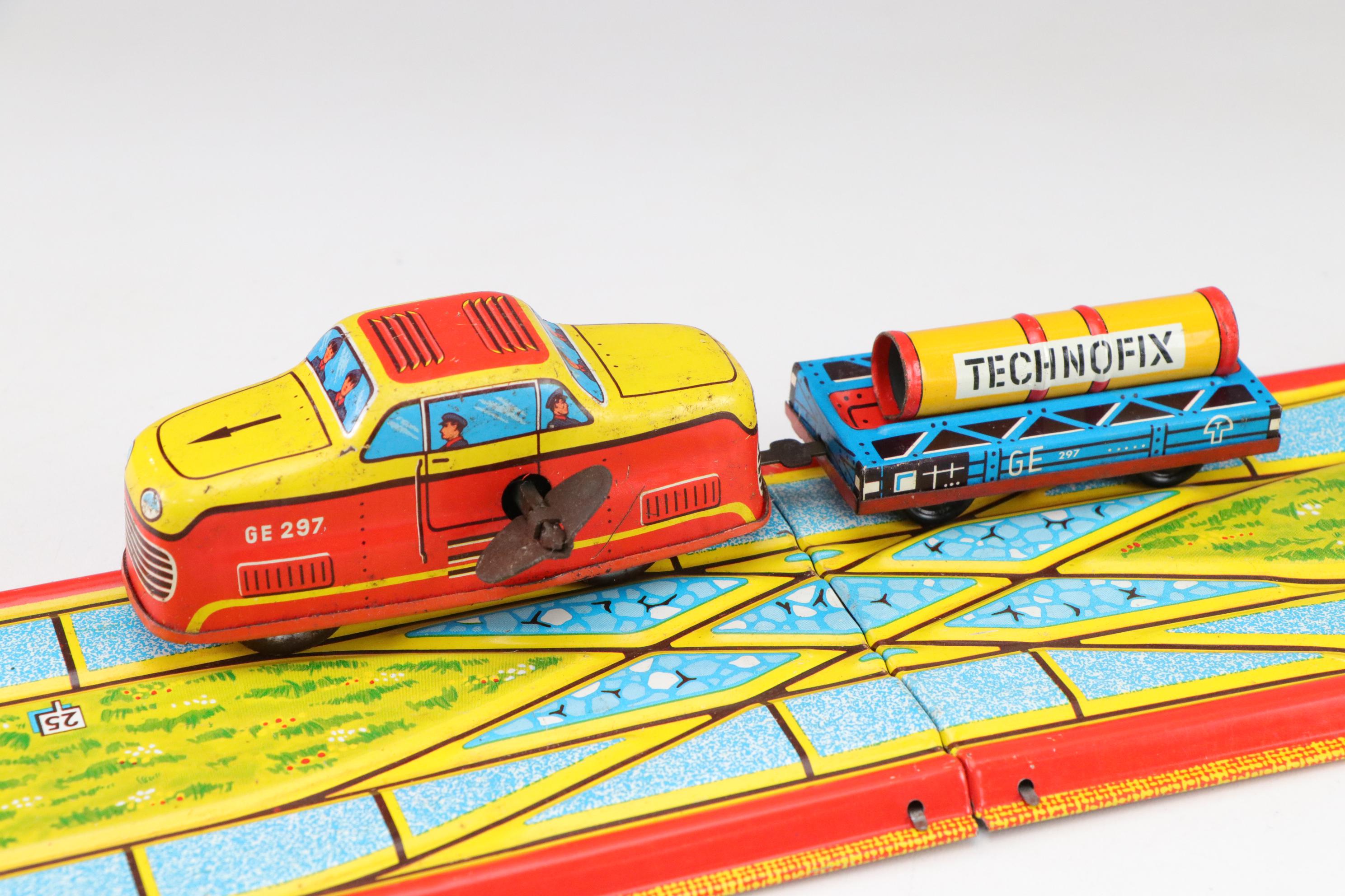 Ohio Art "Mechanical Switch & Dump Train" Tin Litho Wind-Up Toy