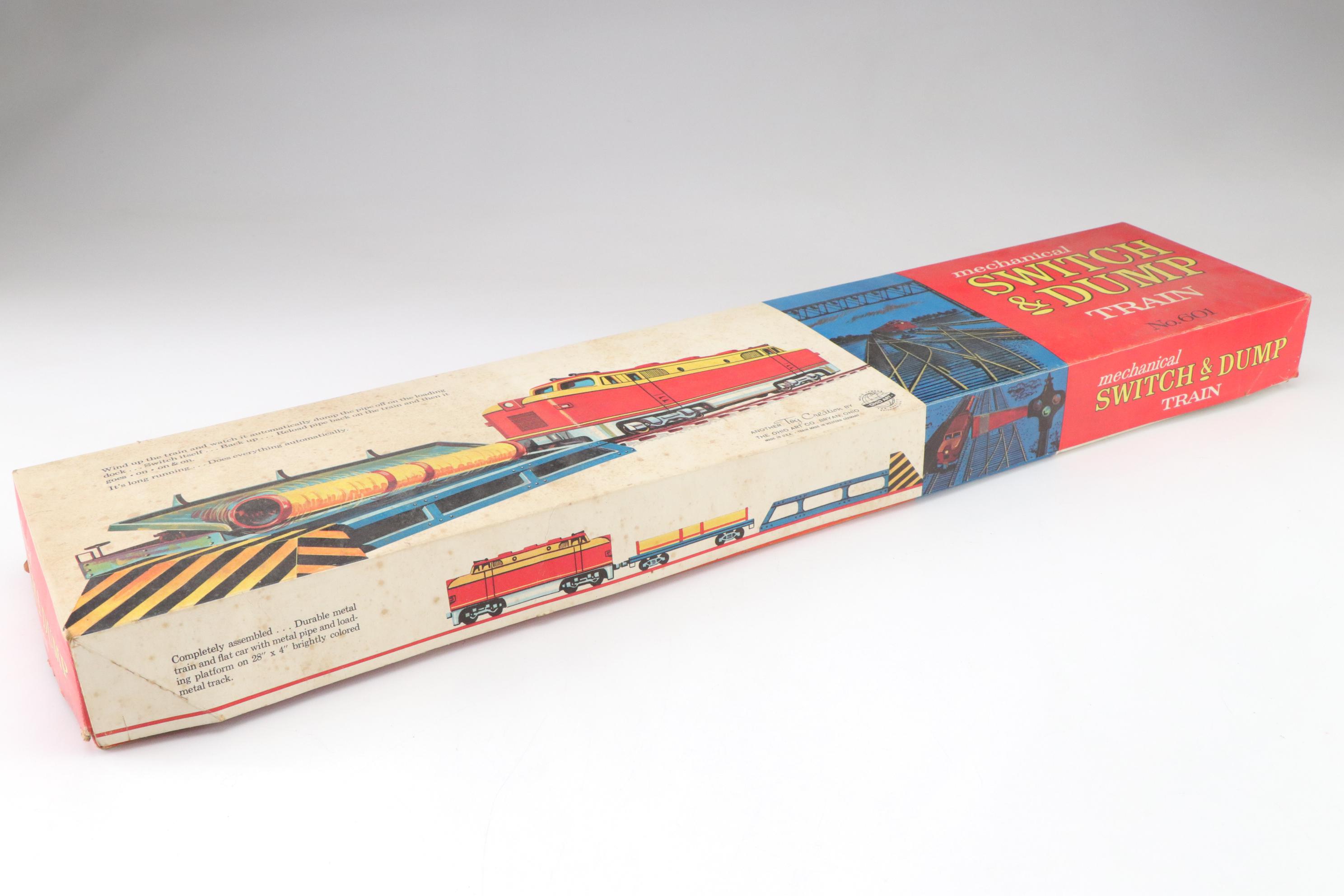 Ohio Art "Mechanical Switch & Dump Train" Tin Litho Wind-Up Toy