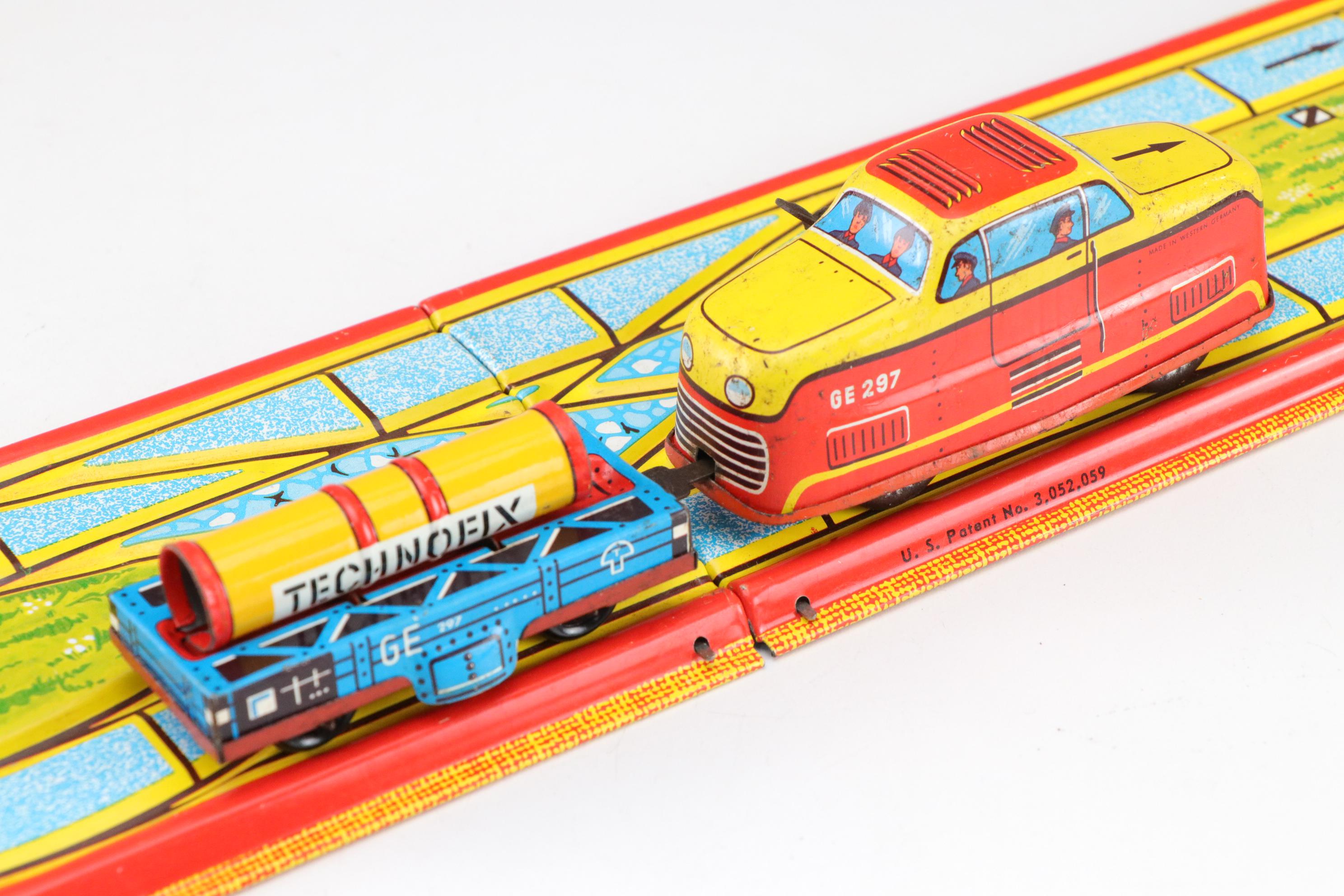 Ohio Art "Mechanical Switch & Dump Train" Tin Litho Wind-Up Toy