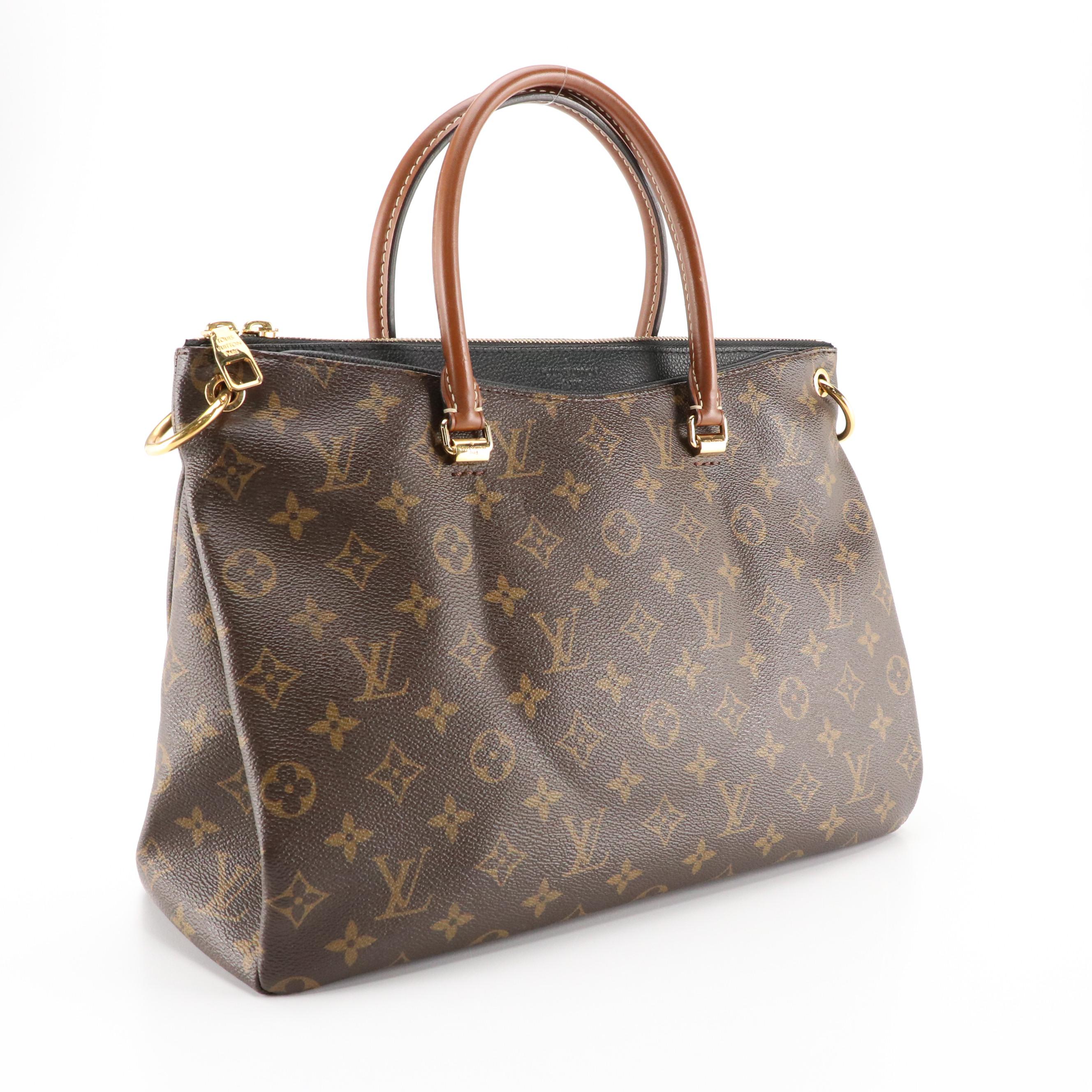Louis Vuitton Pallas Bag in Monogram Canvas with Black Leather Trim