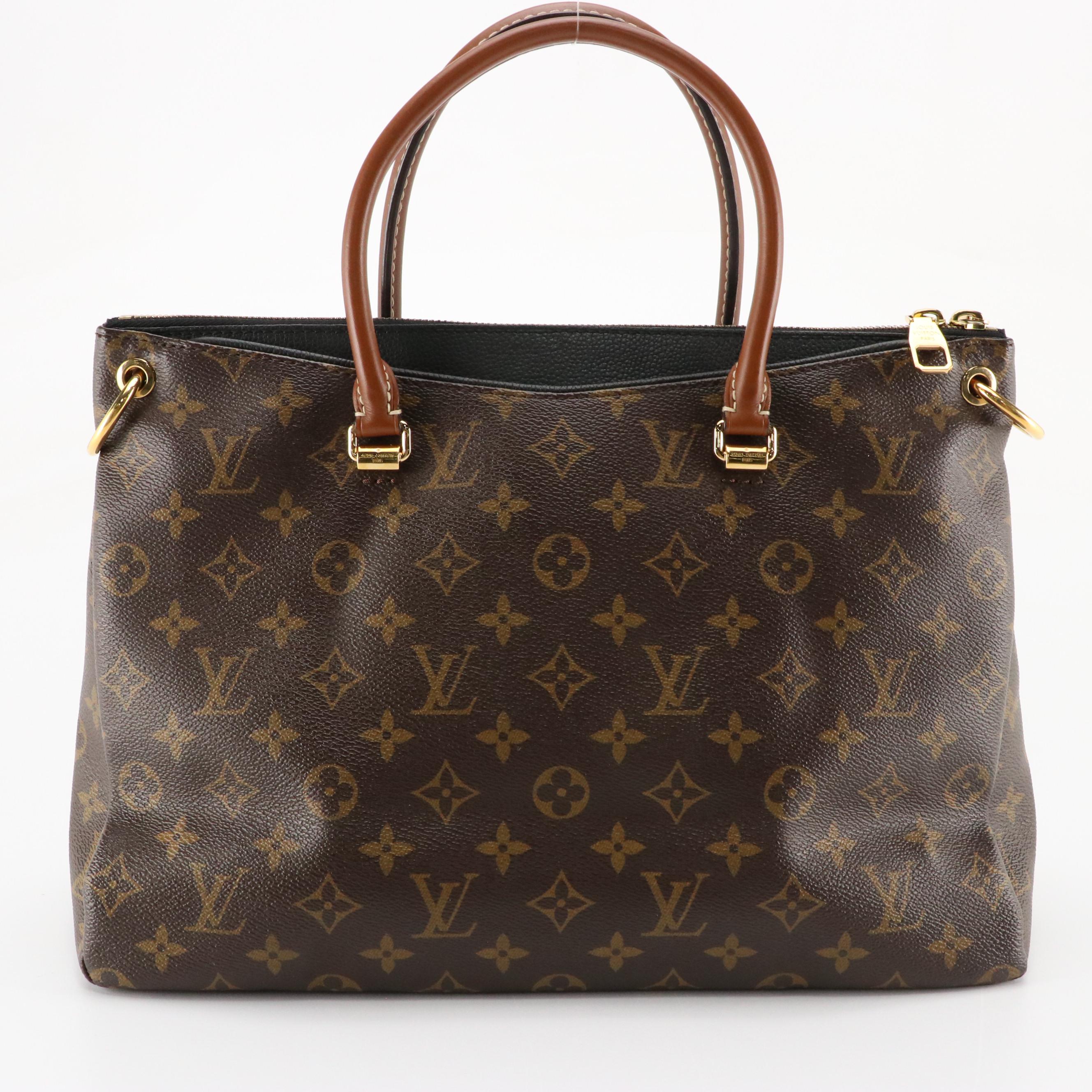Louis Vuitton Pallas Bag in Monogram Canvas with Black Leather Trim