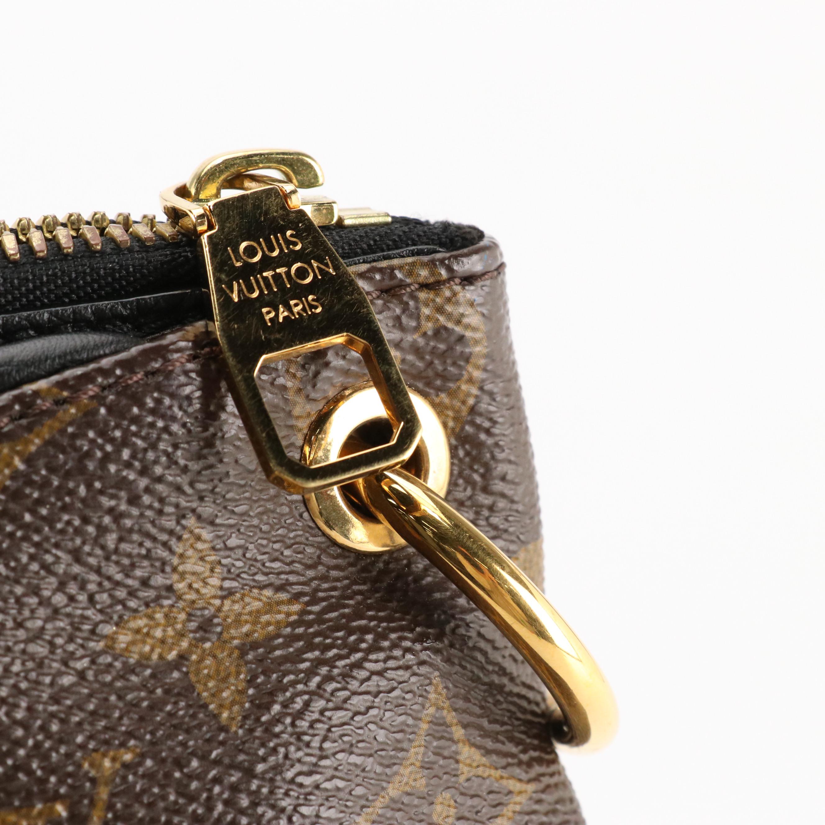 Louis Vuitton Pallas Bag in Monogram Canvas with Black Leather Trim