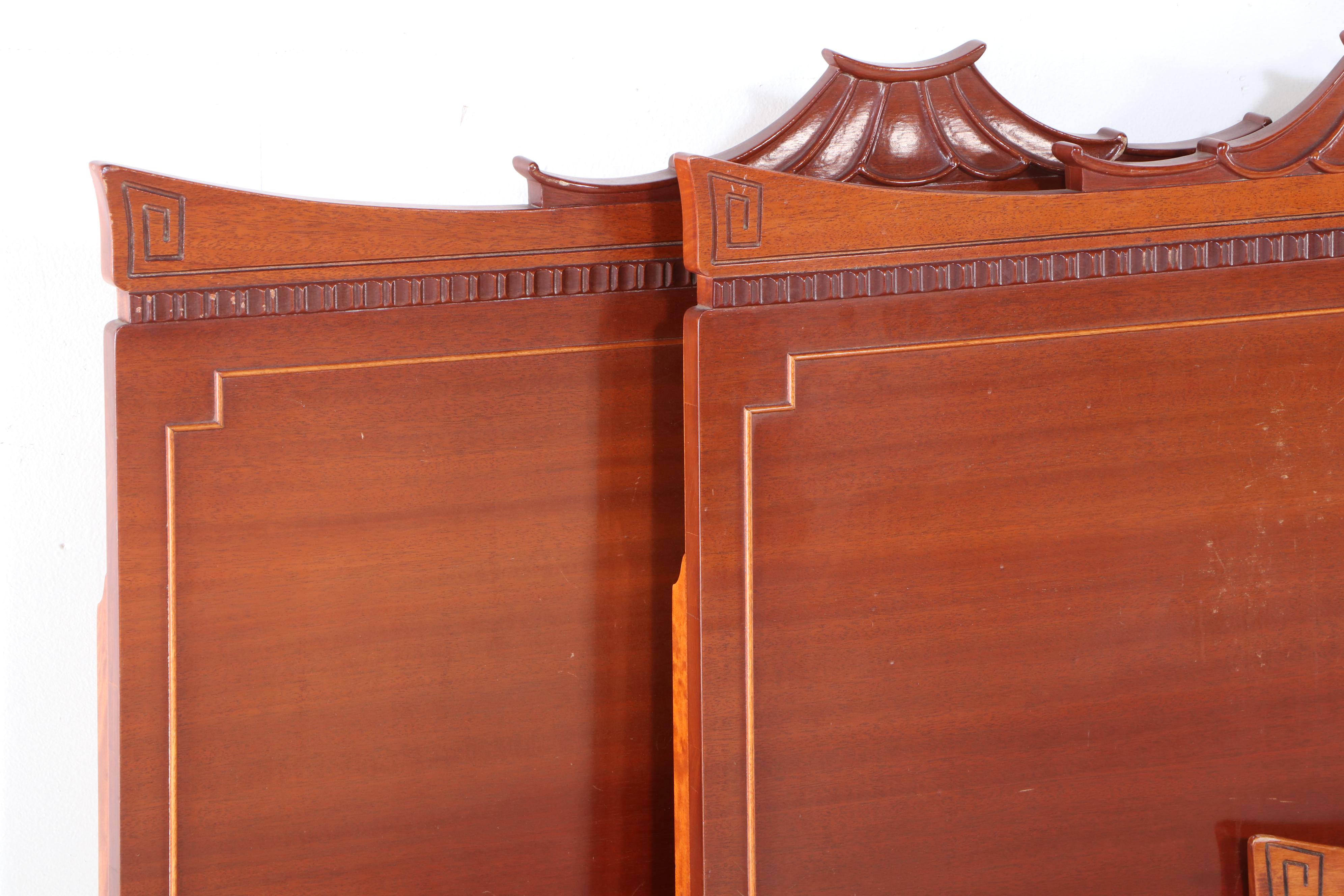 Rway Hollywood Regency Style Mahogany Twin Bed Frames