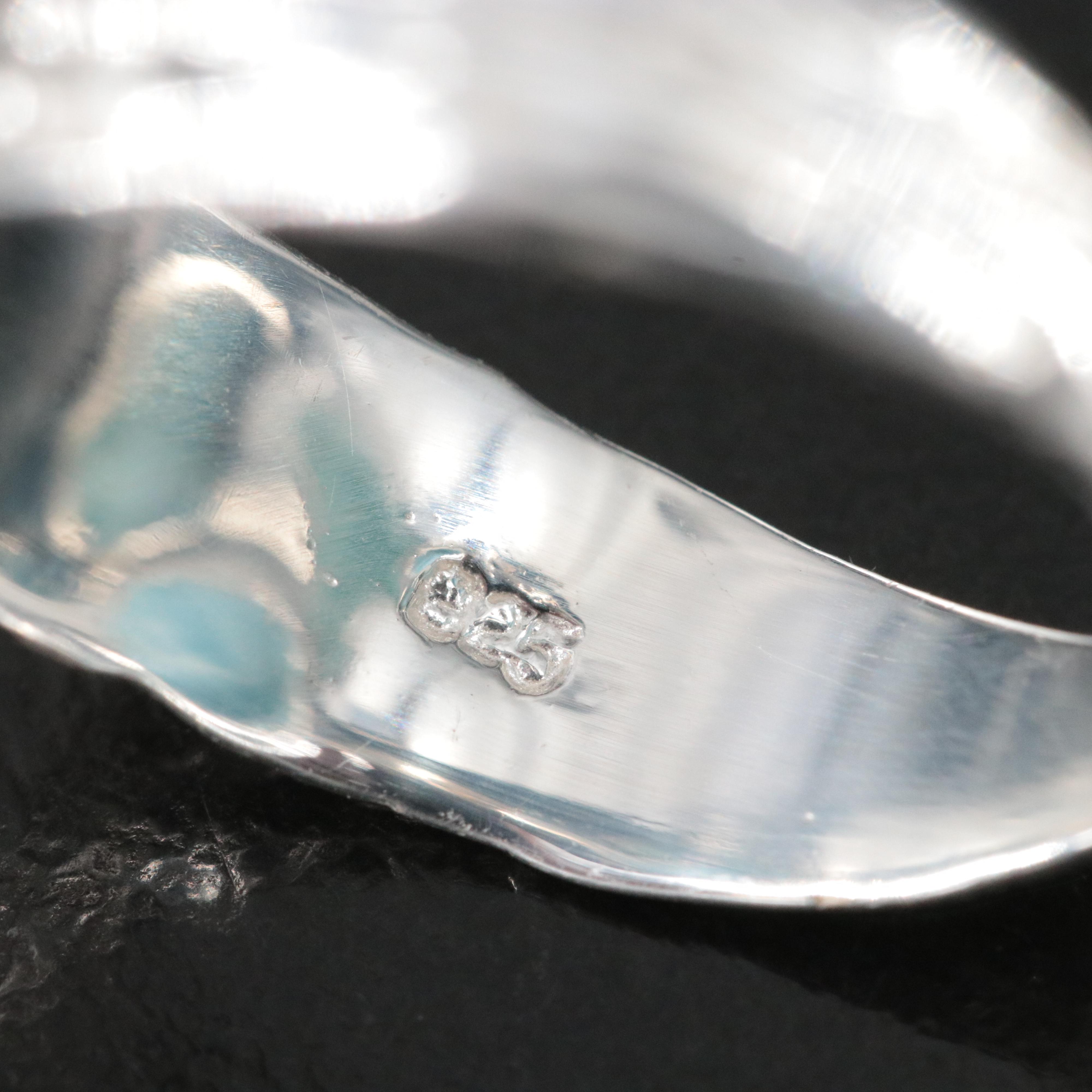 Sterling Larimar Tear Drop Pendant Ring