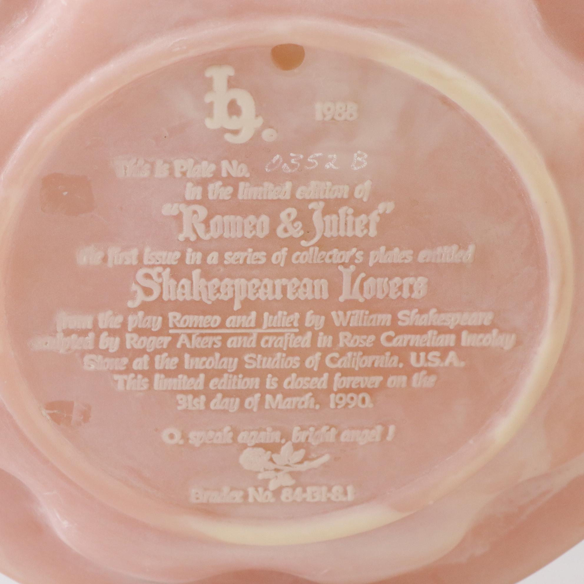 Shakespearean Lovers Collector Plates by Incolay Studios, 1988-1990