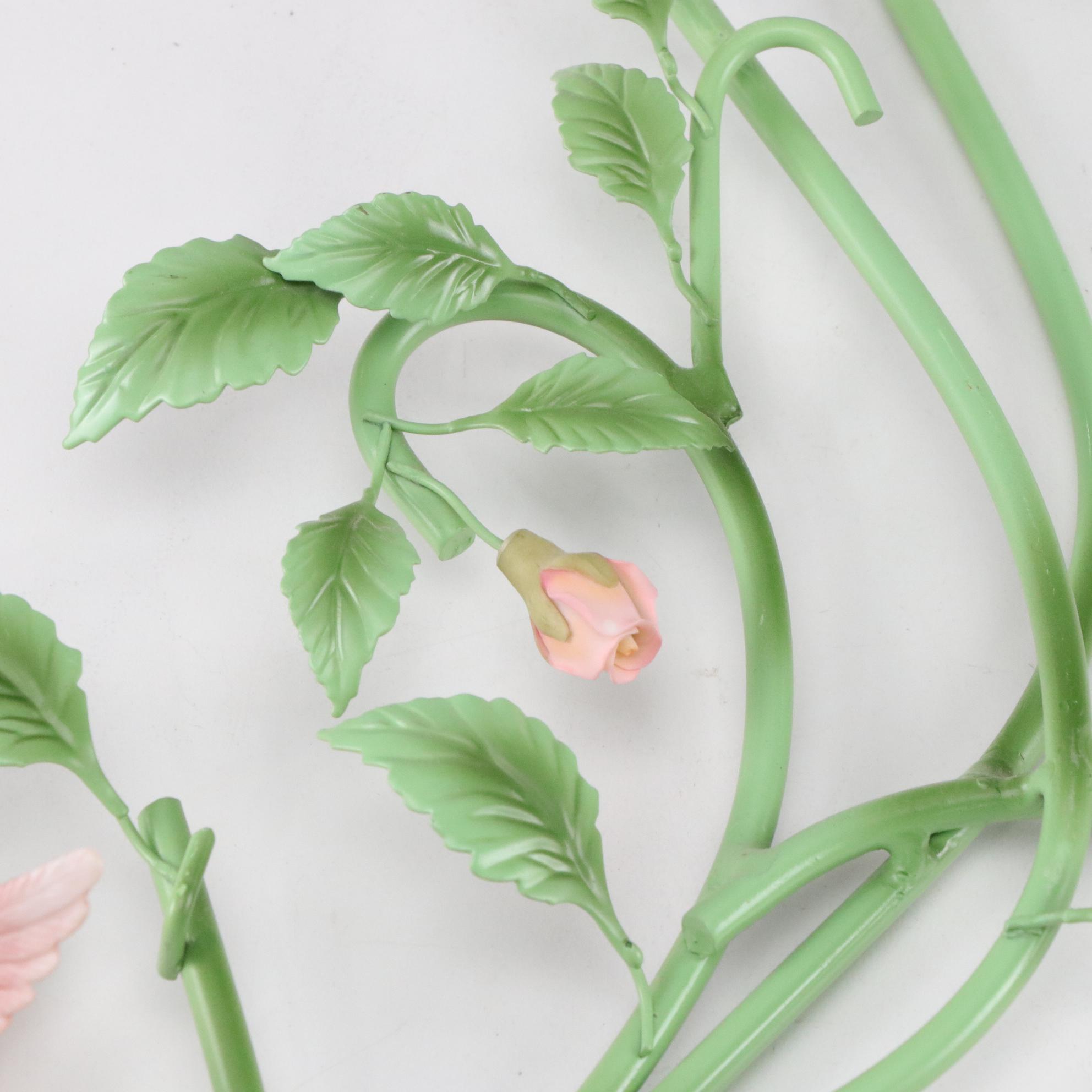 Floral Metal Wall Hanging with Four Thomas Kinkade Hummingbird Plaques