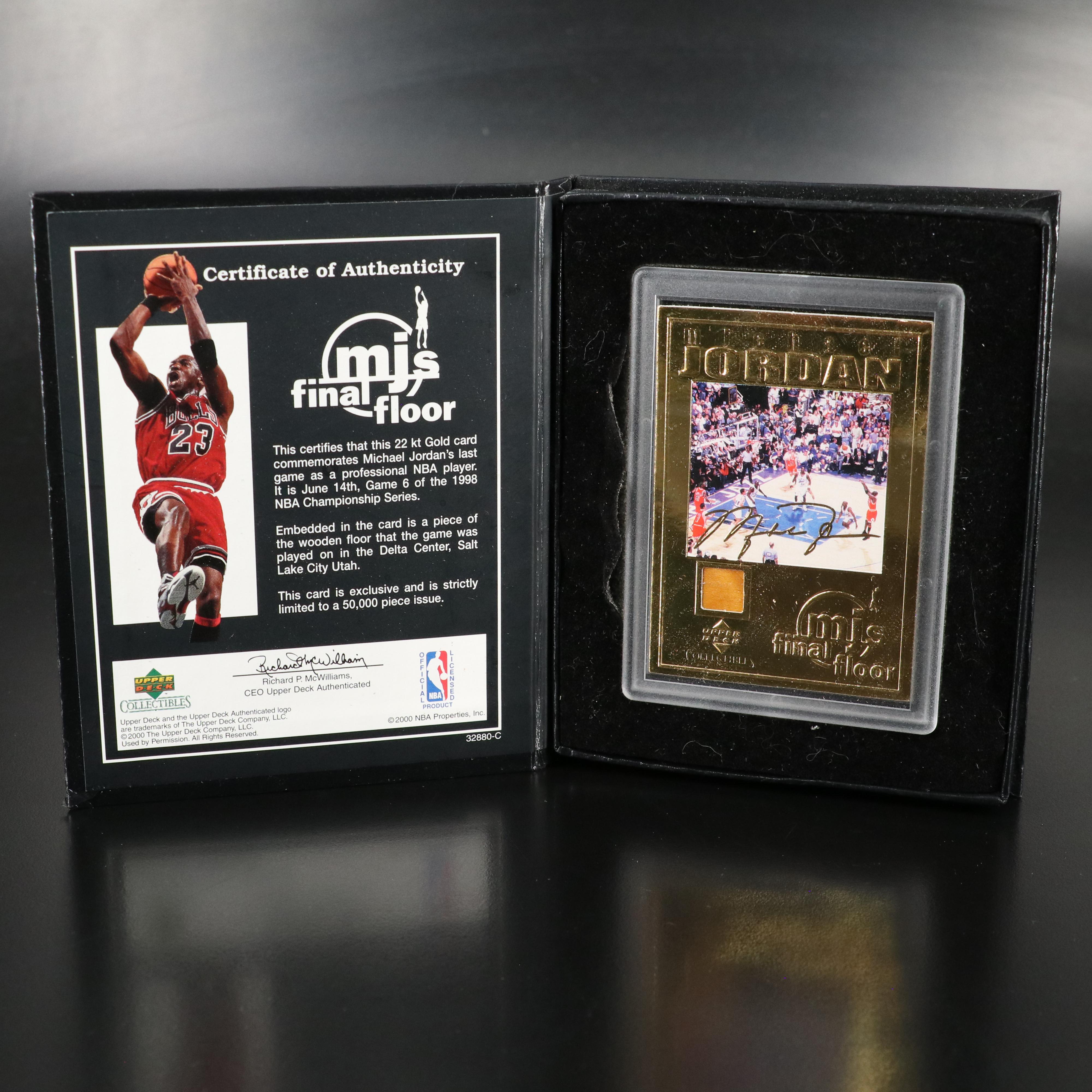 2000 Upper Deck Michael Jordan Gold Plated Basketball Card Featuring Court Floor