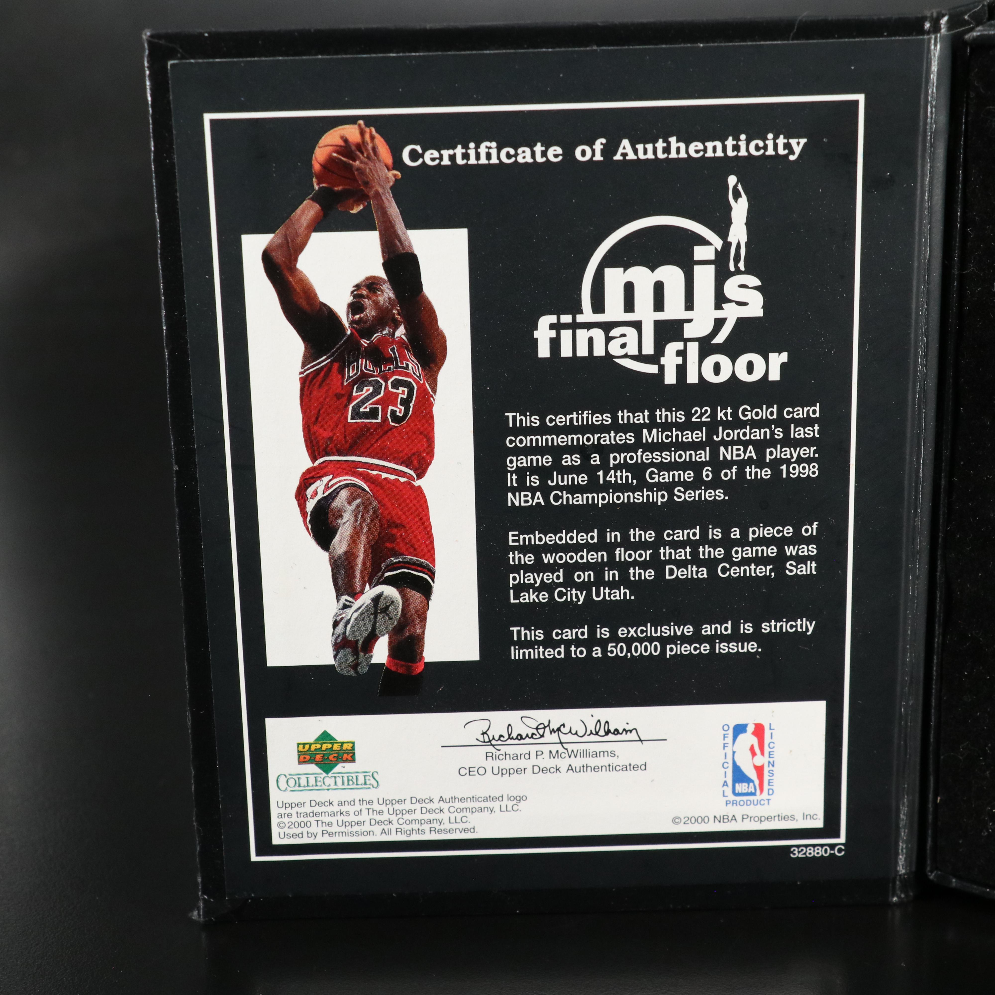 2000 Upper Deck Michael Jordan Gold Plated Basketball Card Featuring Court Floor