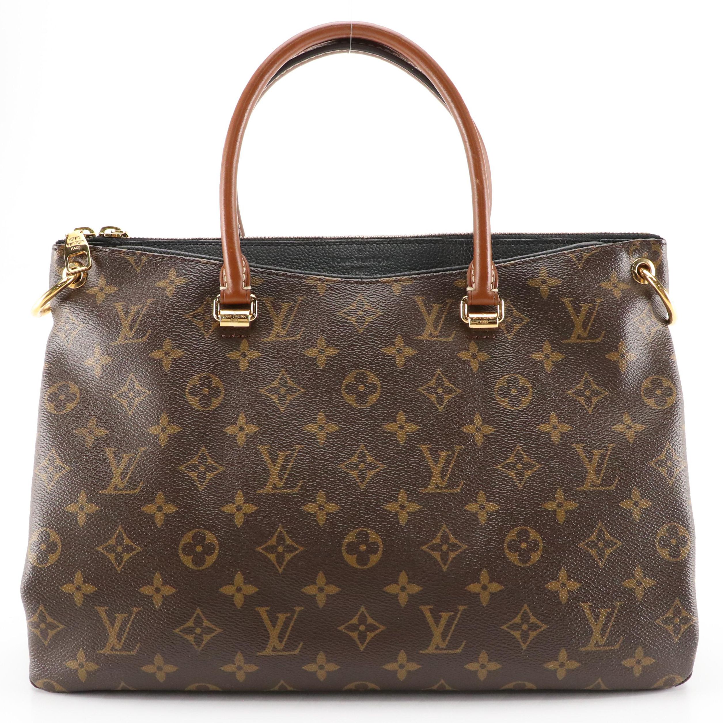 Louis Vuitton Pallas Bag in Monogram Canvas with Black Leather Trim