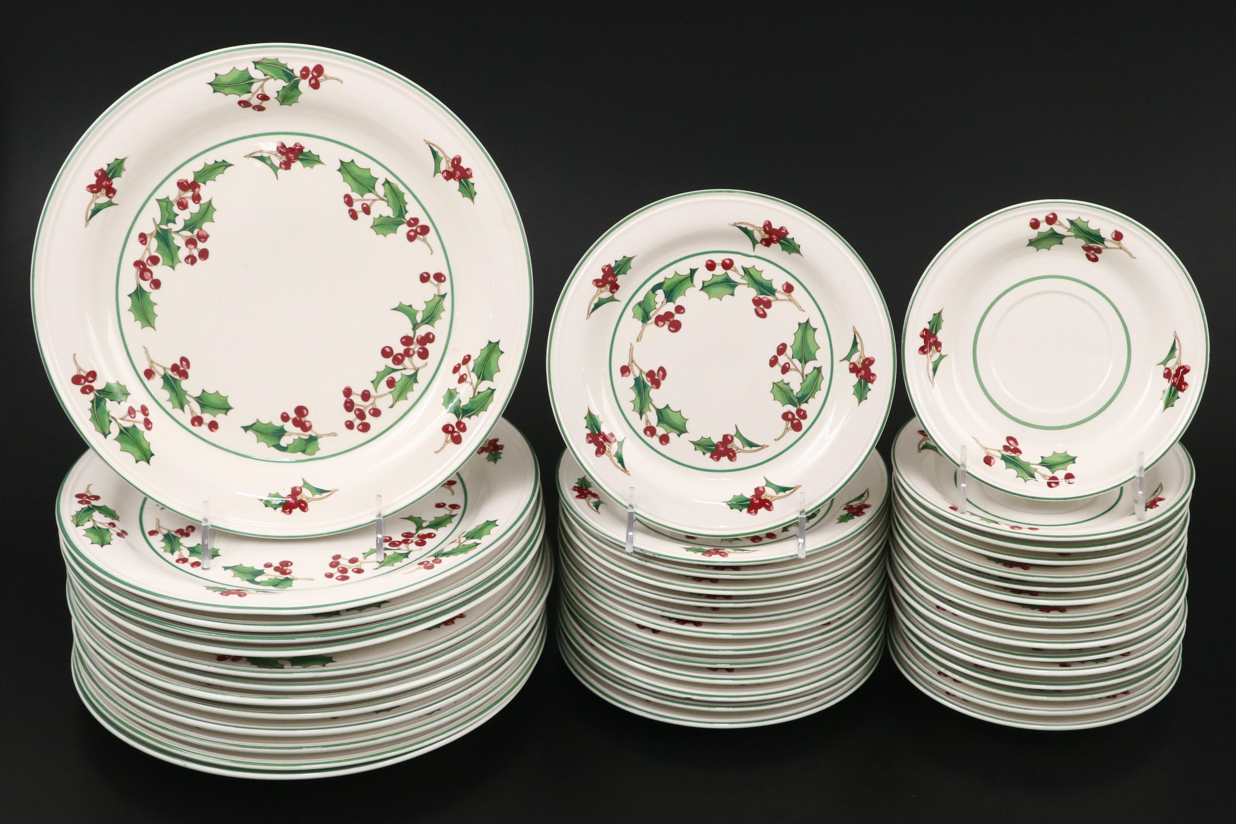 Korean Ceramic "White Christmas" Dinnerware and Serving Pieces