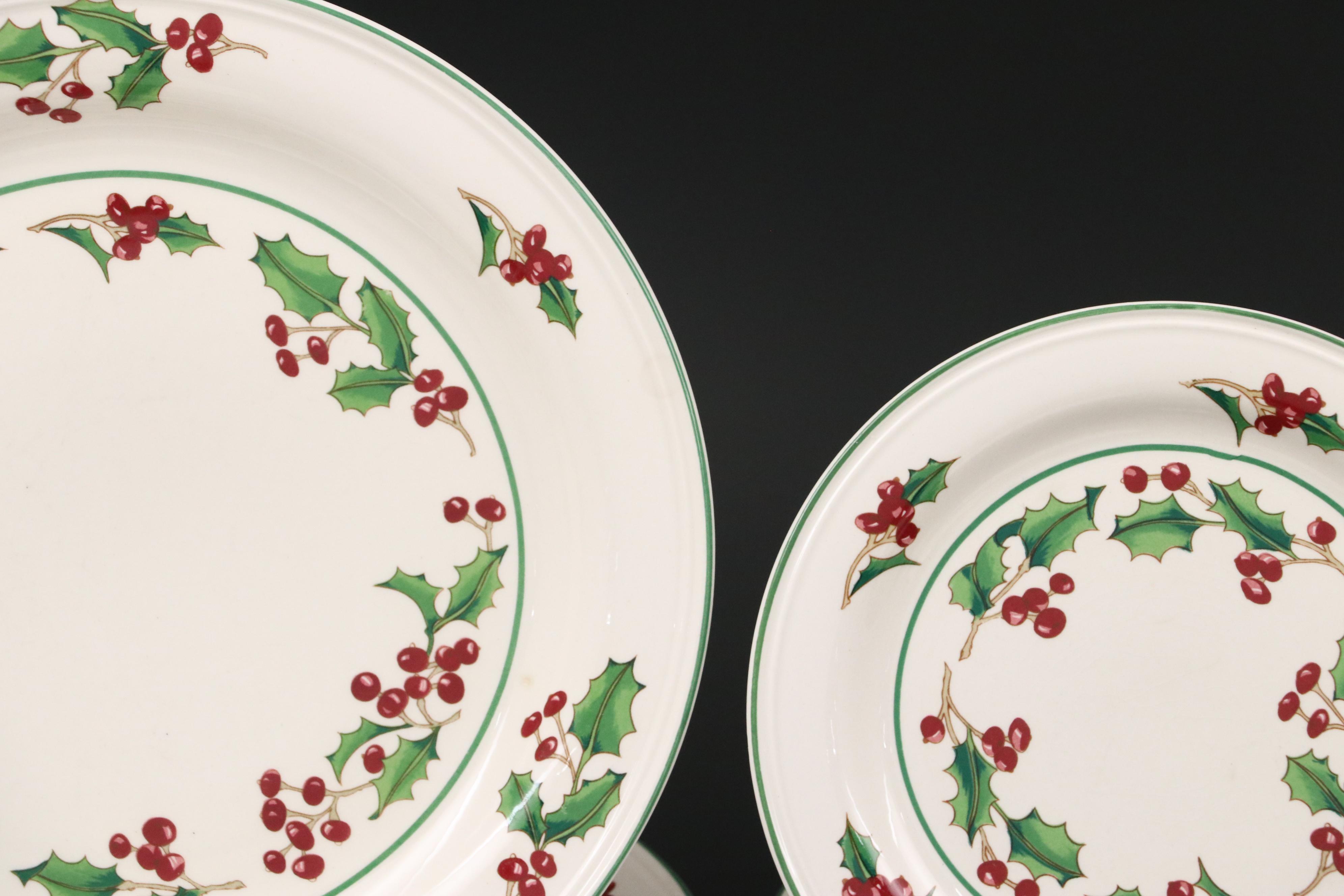 Korean Ceramic "White Christmas" Dinnerware and Serving Pieces