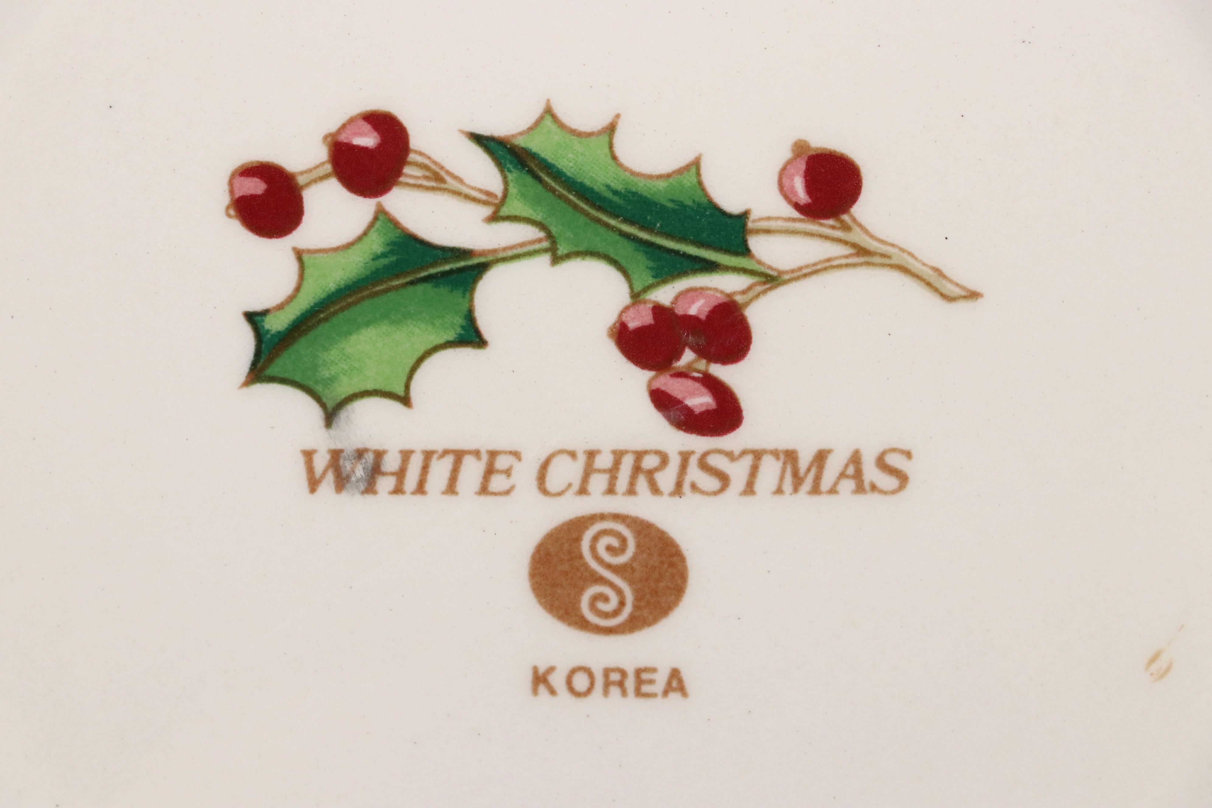 Korean Ceramic "White Christmas" Dinnerware and Serving Pieces