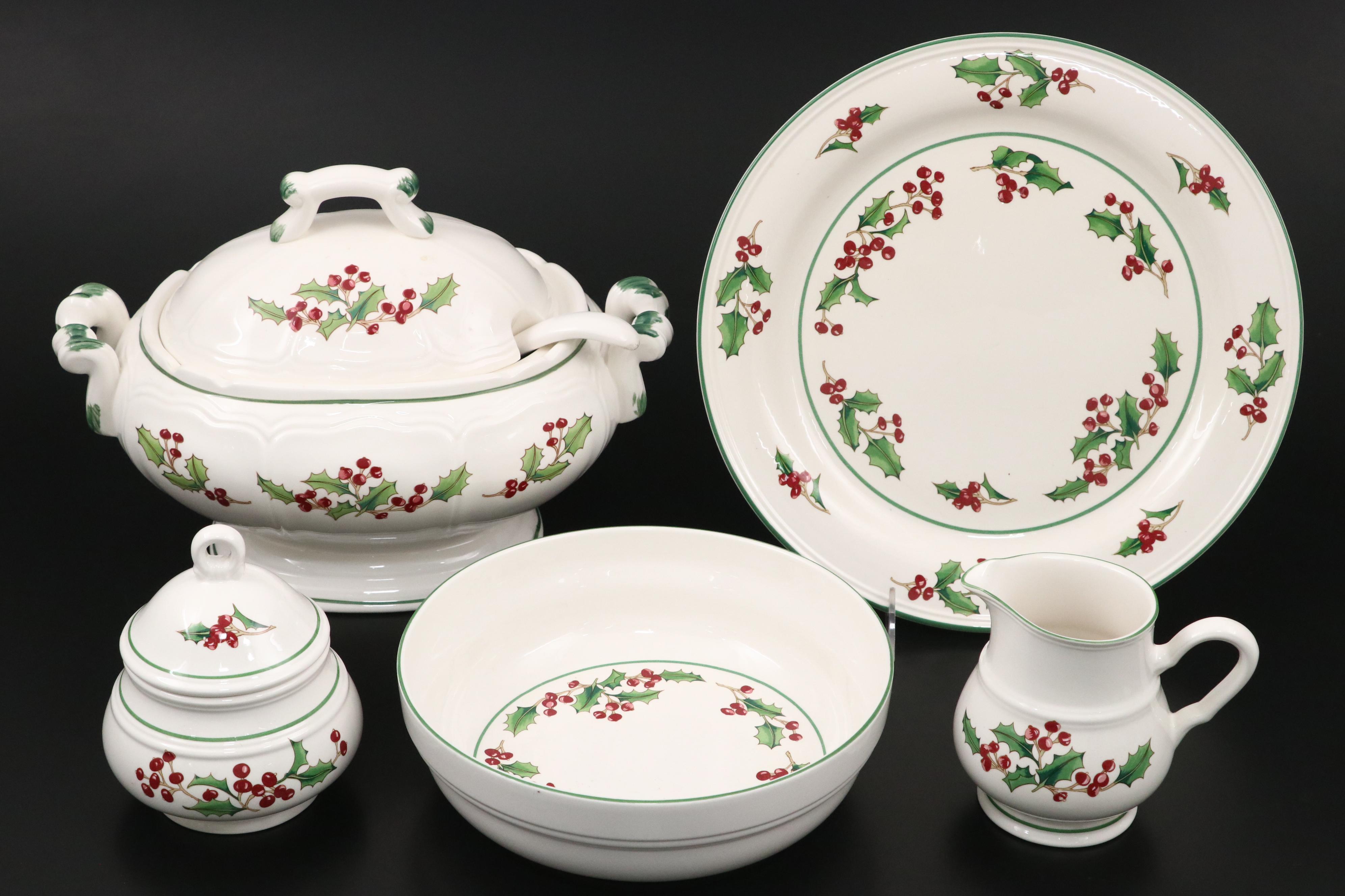 Korean Ceramic "White Christmas" Dinnerware and Serving Pieces