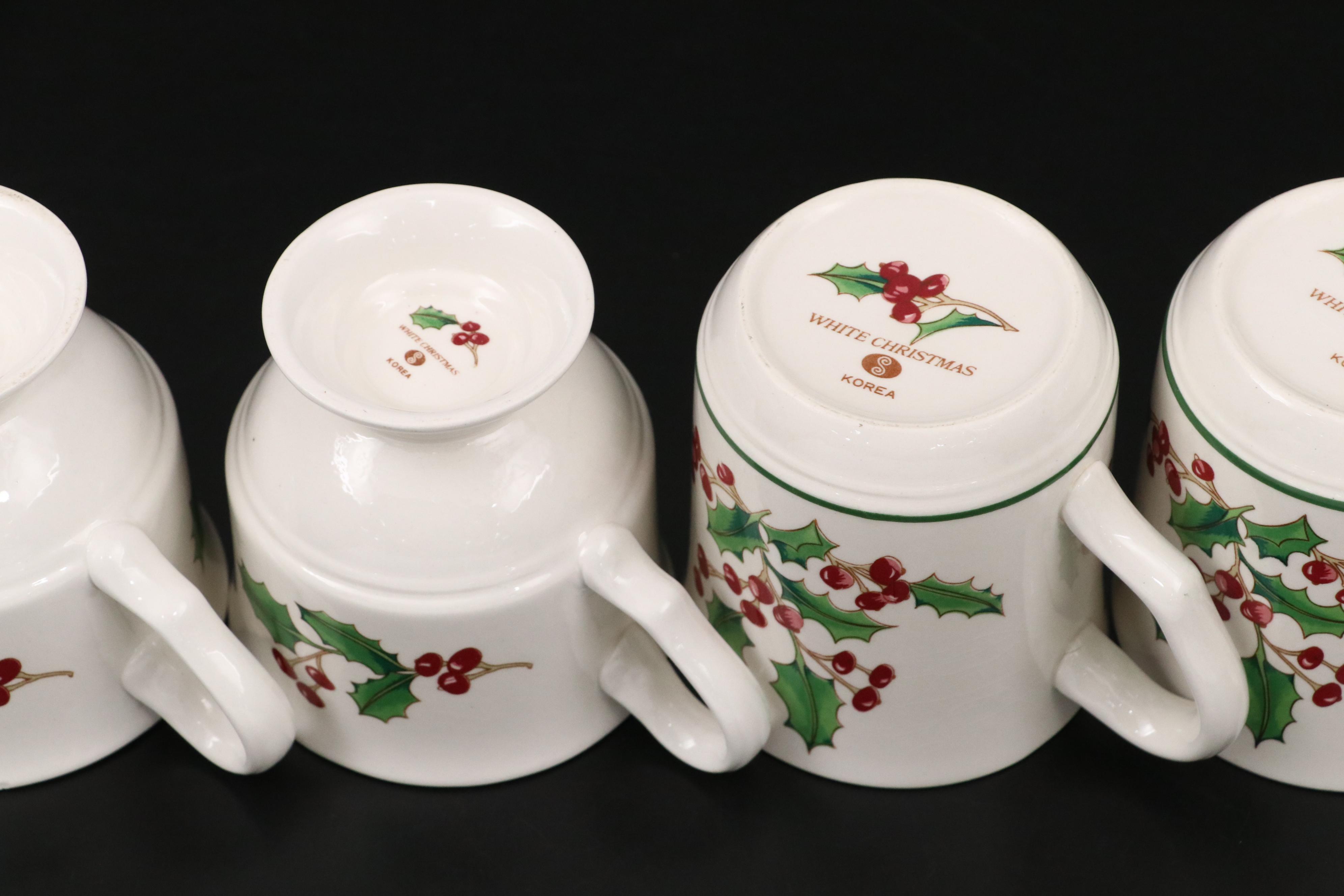 Korean Ceramic "White Christmas" Dinnerware and Serving Pieces